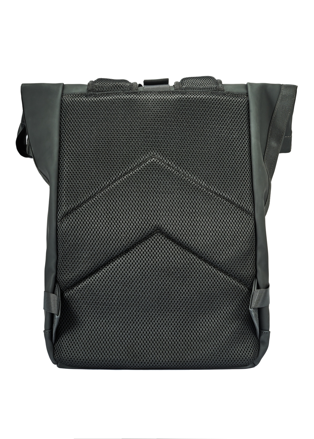 Black men's backpack PLCMN-0016-99(Z25), product view from the back on a white background.