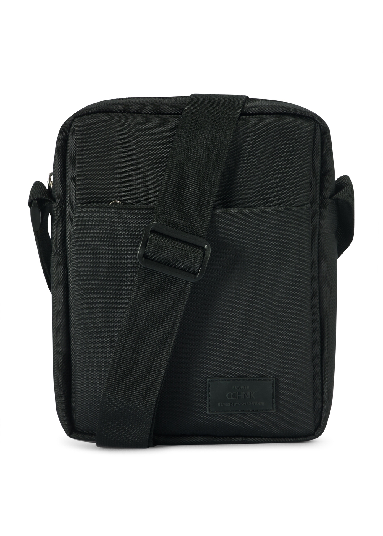 Black men's bag TORMN-0384-99(Z25), product view from the front on a white background.