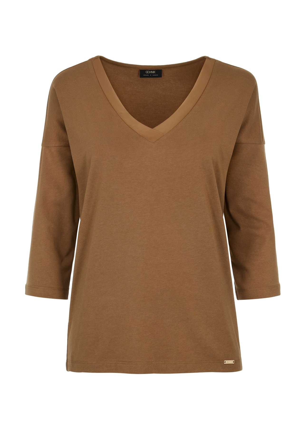 Women's blouse in camel BLUDT-0156-24(W24)-03