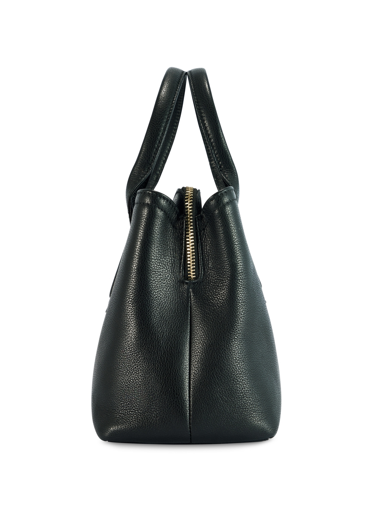 Black leather women's handbag TORES-1156-99(Z25), product view from the side on a white background.