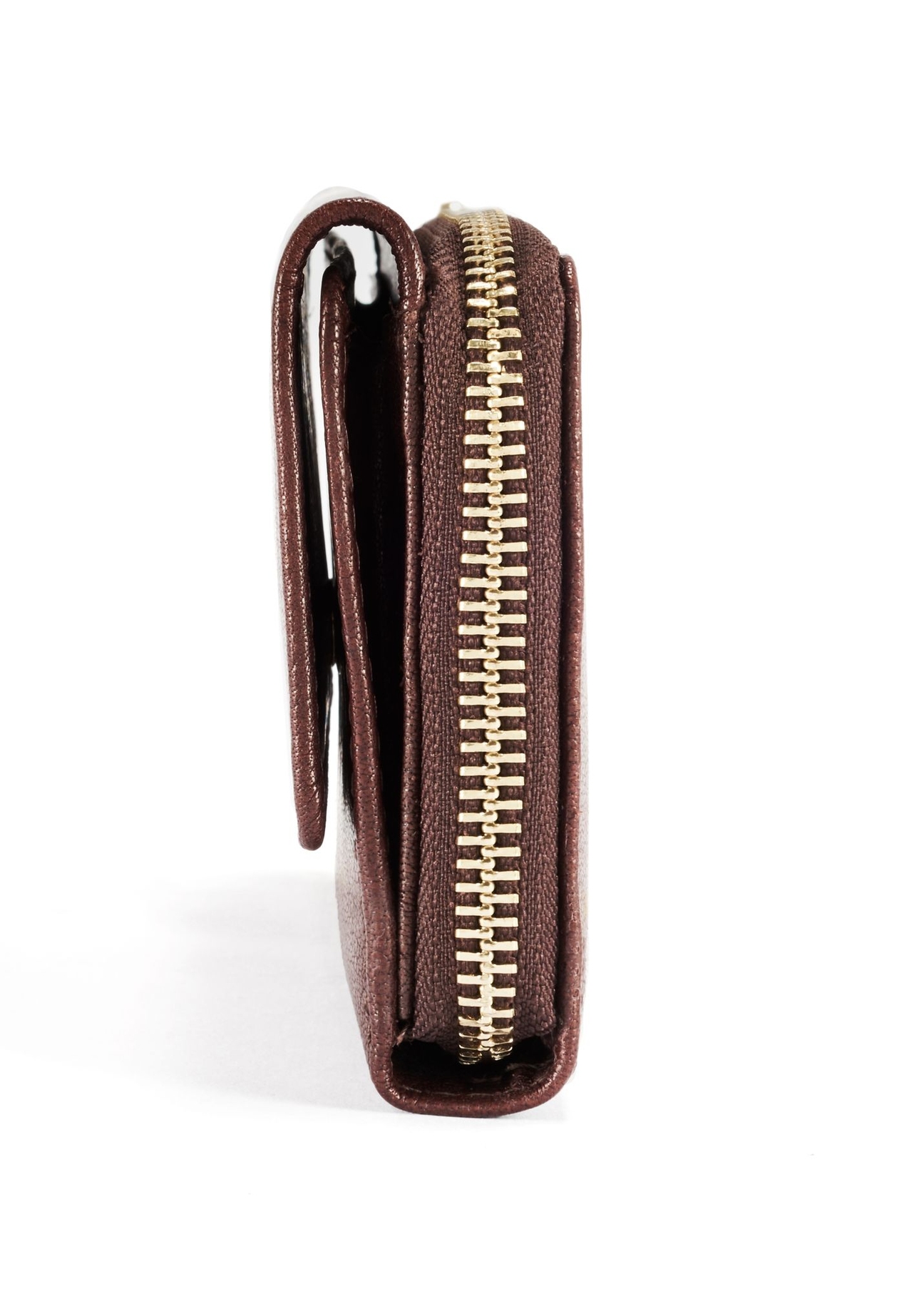 Medium brown women's wallet PORES-0965-89(Z25), product view from the side on a white background.