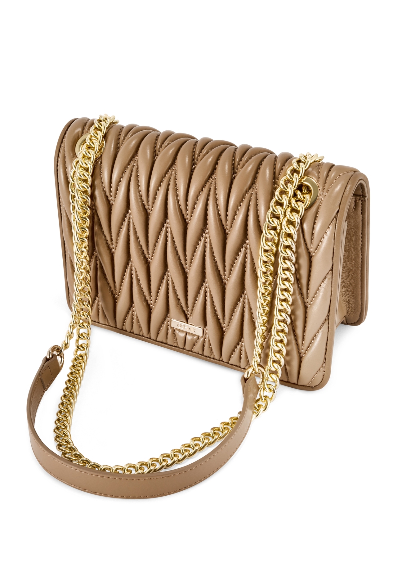 Beige women's handbag with chain TOREC-1102-24(Z25)