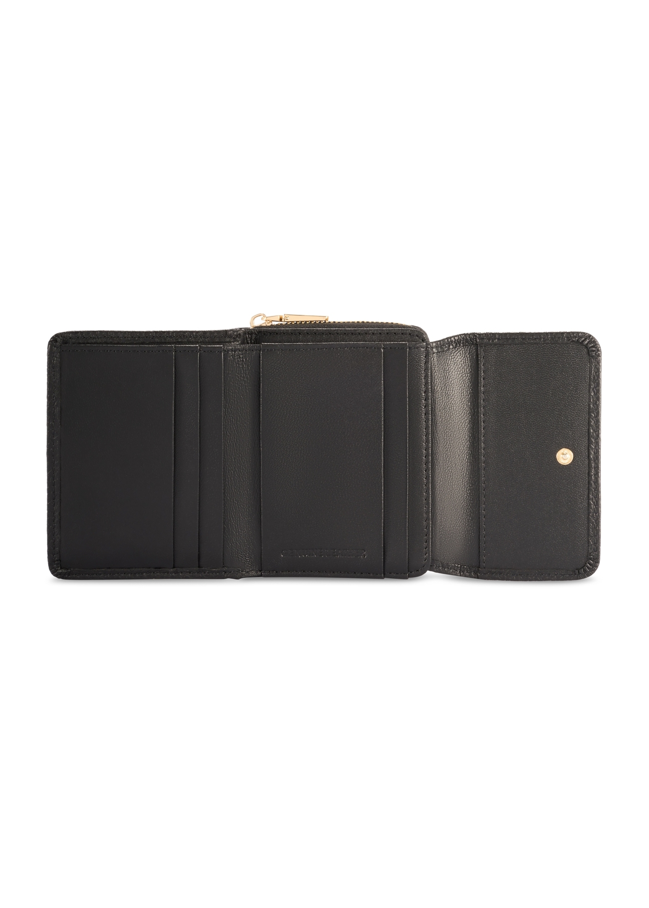 Small black leather women's wallet PORES-0802R-9I(W26), product view inside on white background.