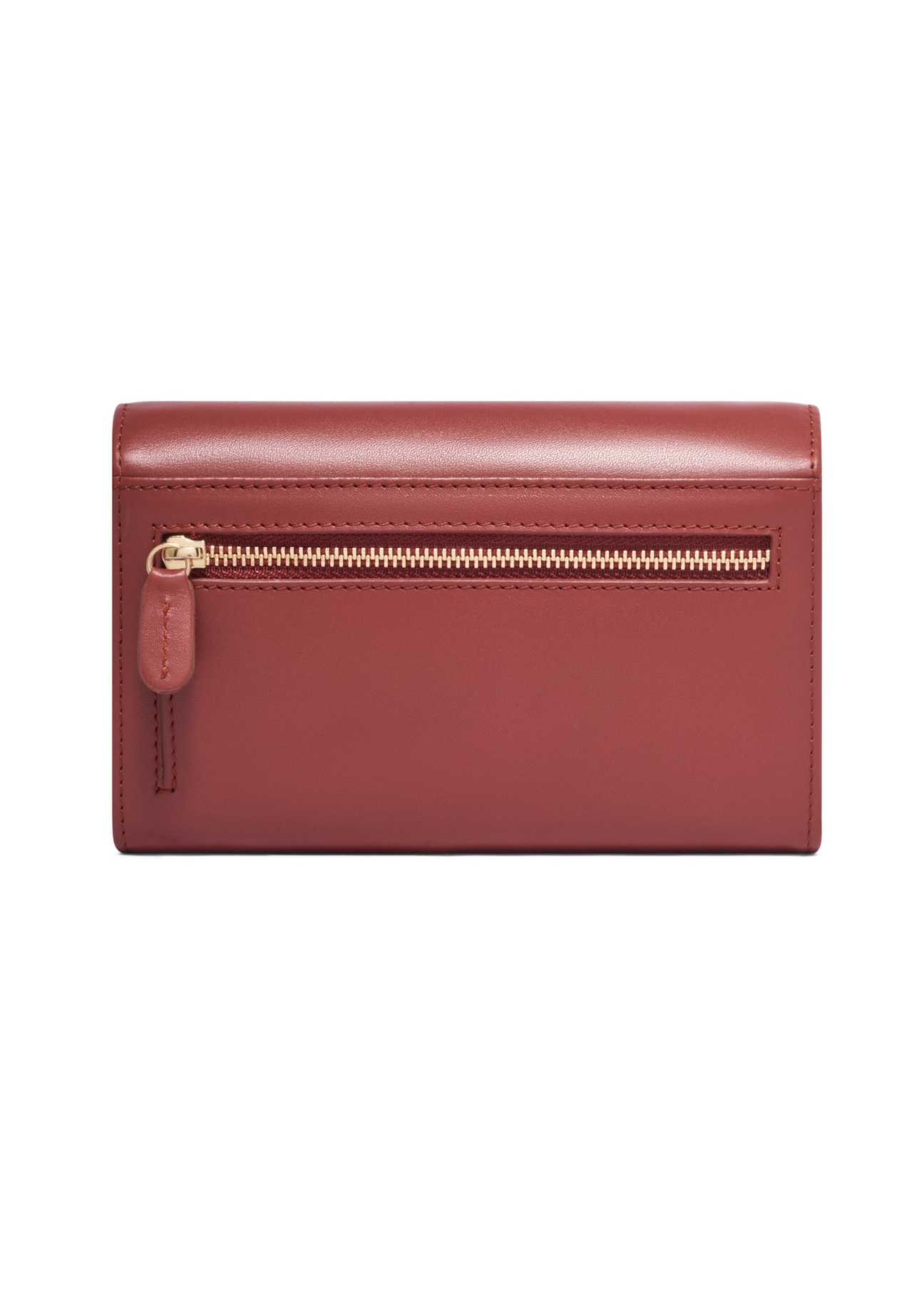 Red large leather women's wallet PORES-1024-3D(Z26), product view from the back on a white background.
