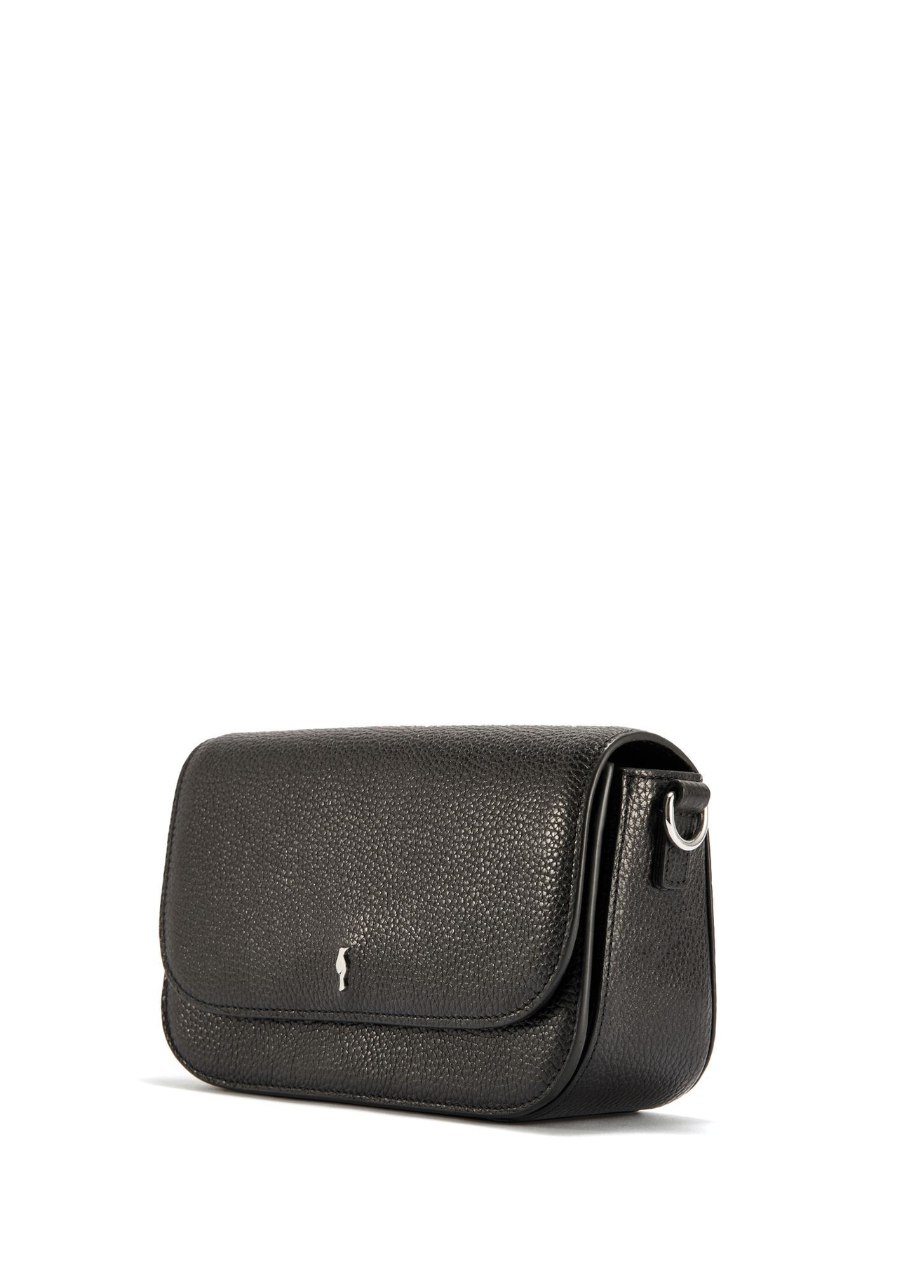 Black leather small women's handbag TORES-1101A-99(Z25), diagonal product view on white background.