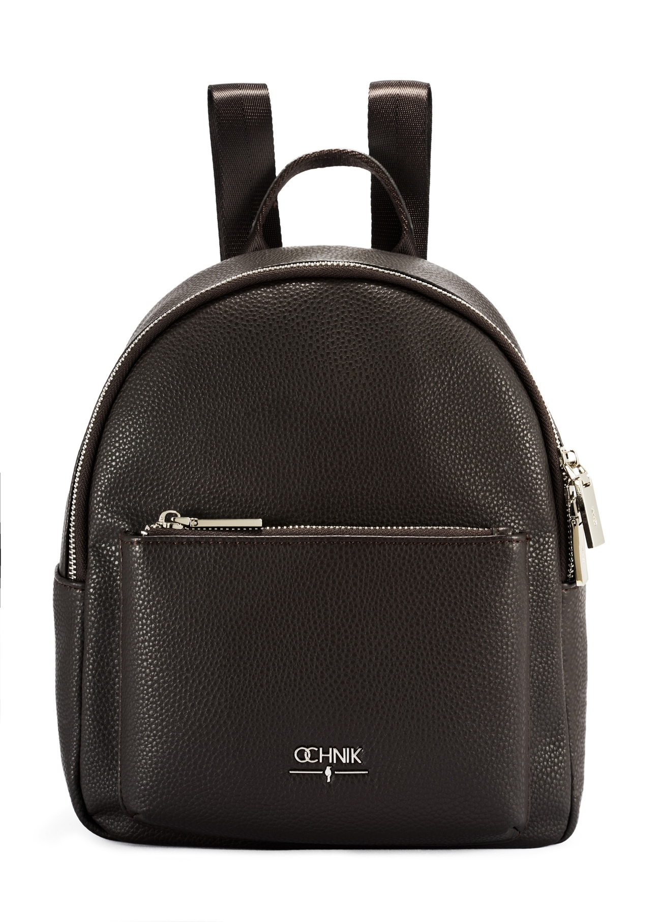 Dark brown women's backpack TOREC-0996A-89(Z25), product view from the front on a white background.