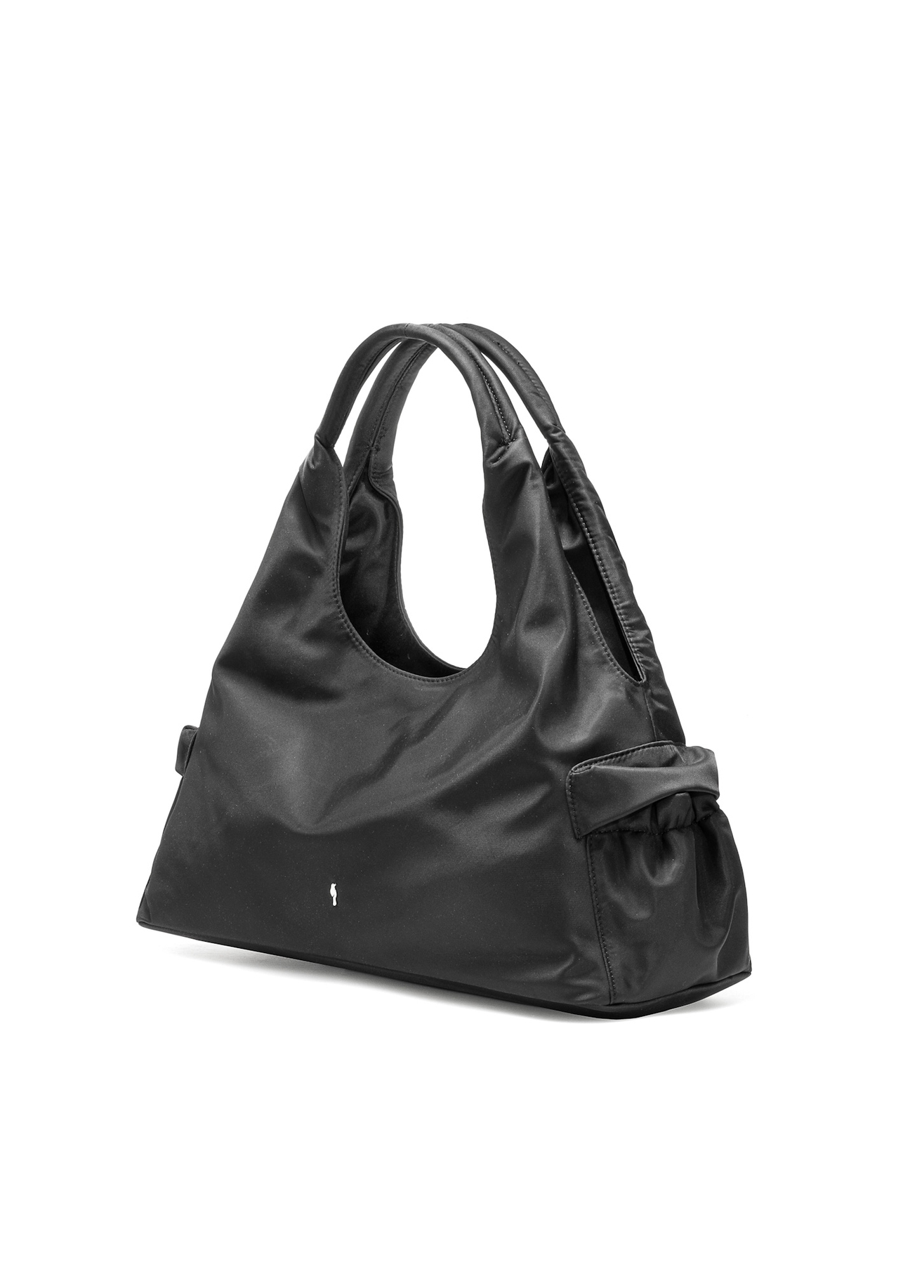 Black fabric women's handbag TOREN-0330-99(Z25), diagonal view of the product on a white background.