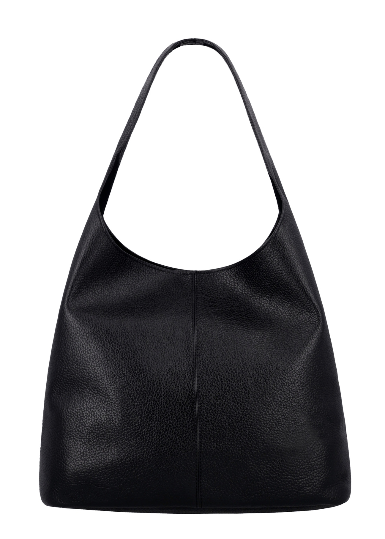 Black leather shopper bag TORES-1372A-9I(Z26), product view from the back on a white background.