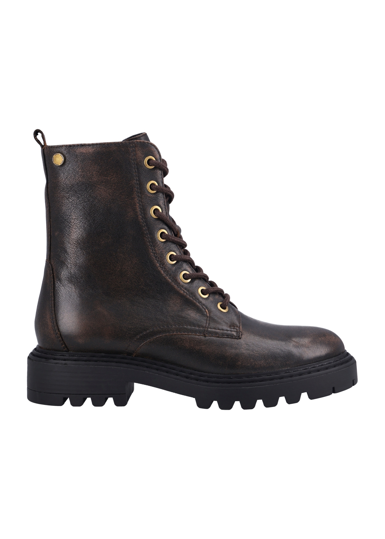 Brown women's ankle boots BUTYD-1192-1H(Z26), side view of the product on a white background.
