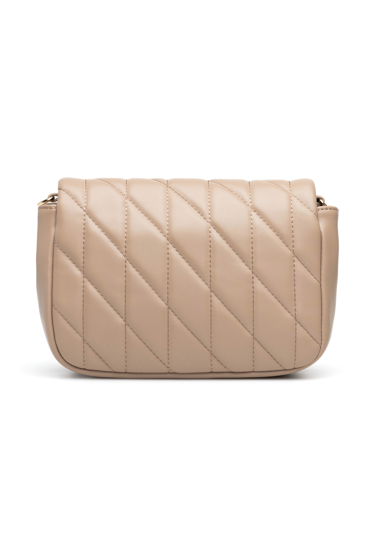 Beige women's handbag with stitching TOREC-1151-1D(W26), product view from the back on a white background.