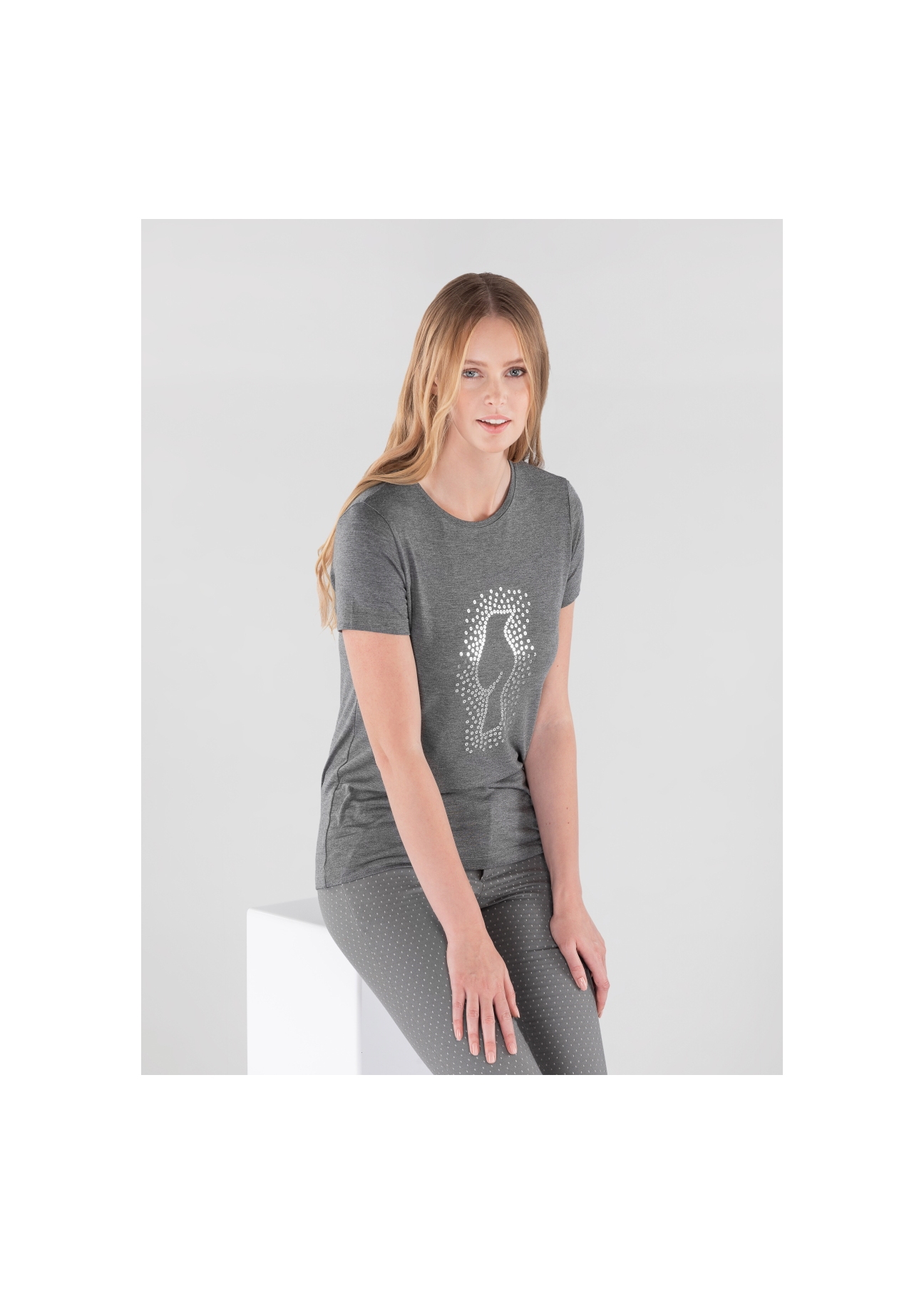 Grey Women's T-shirt with oriole TSHDT-0070-91(Z20)-01