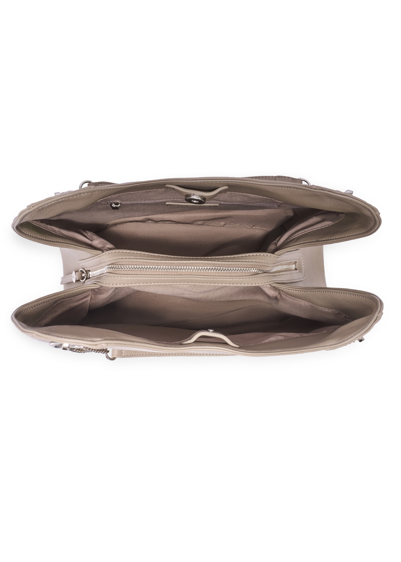 Women's shopper bag in cool beige color TOREC-1283-1K(Z26) - product view from above, on a white background.