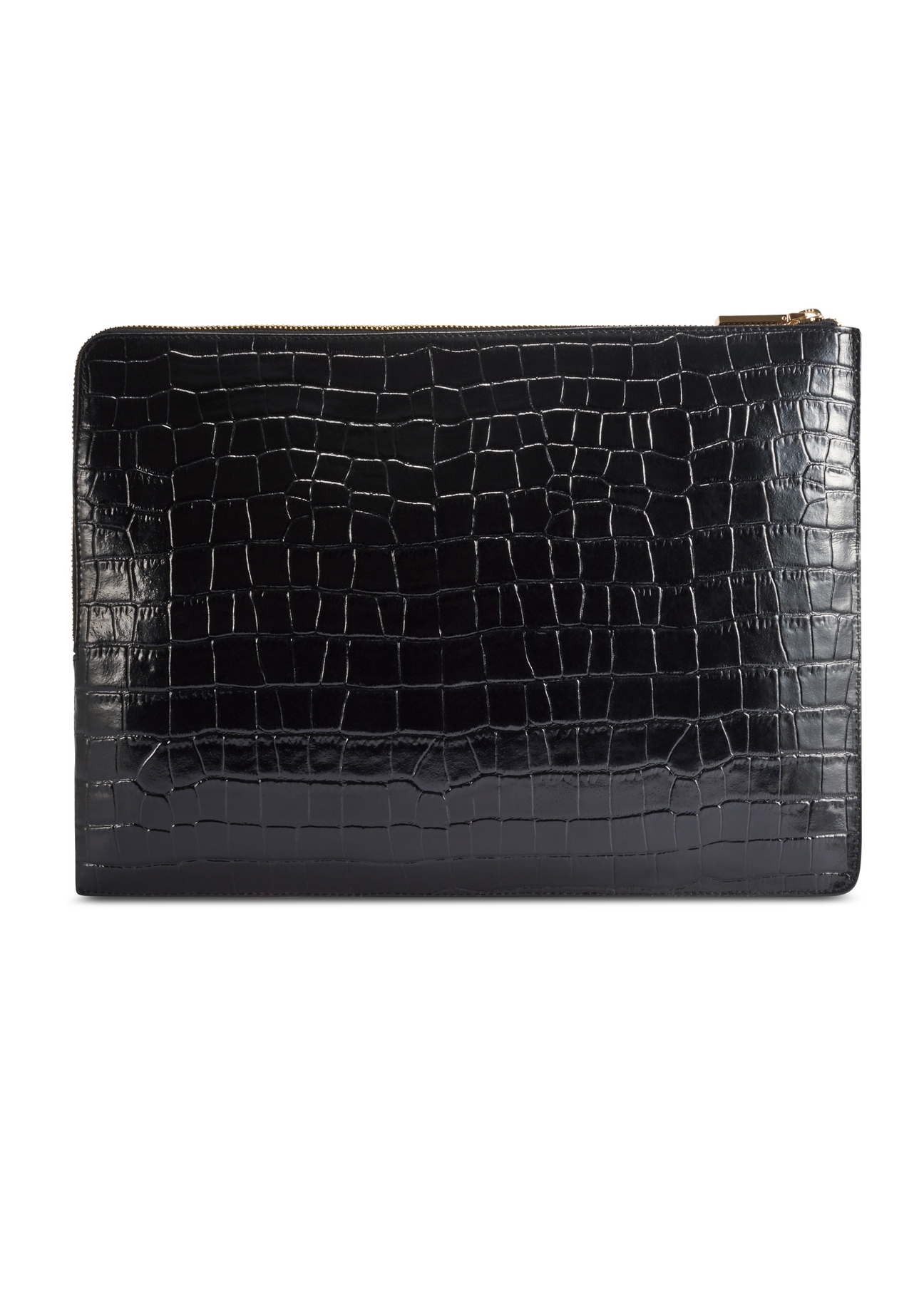 Black leather women's briefcase TORES-0853F-9G(W26) - product view from the back, on a white background.