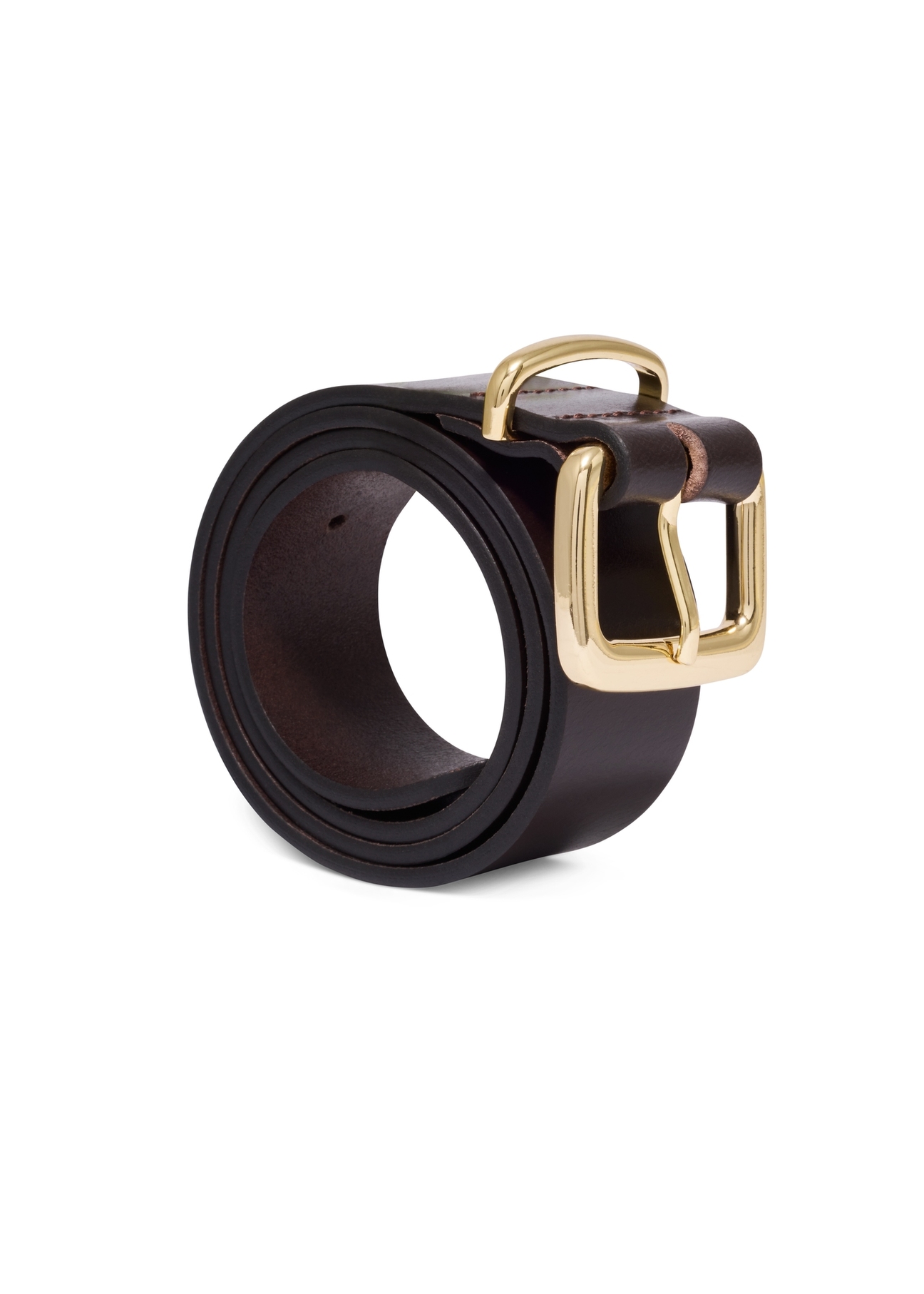 Brown leather women's belt PASDS-0312-1I(Z26), diagonal product view on white background.