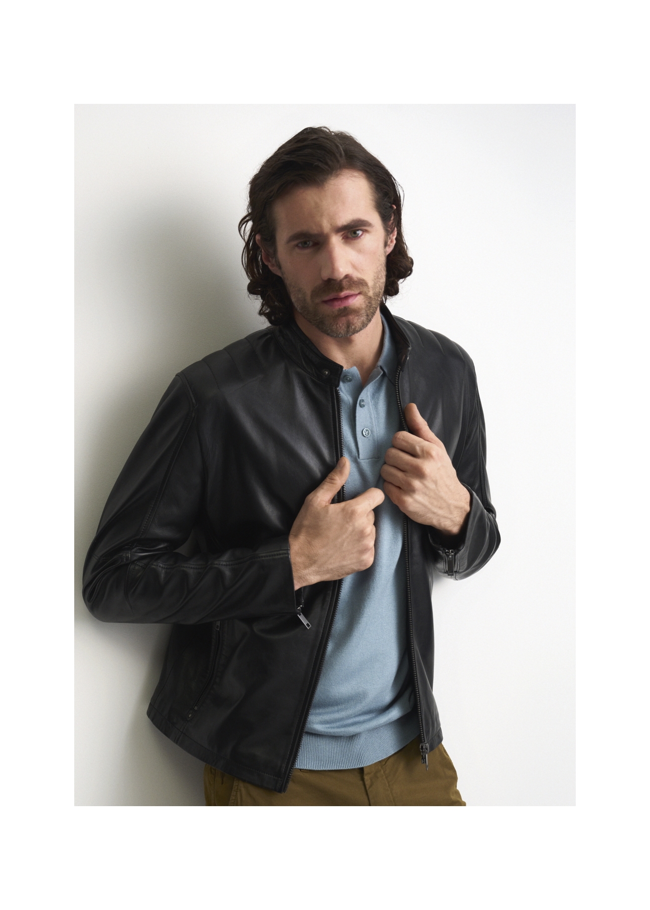 Men's leather jacket KURMS-0264-5491(W22)-01