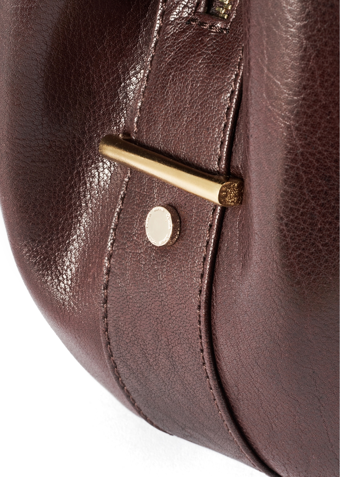 Brown leather women's shopper handbag TORES-0636D-89(Z25), close-up of product detail, view on white background.