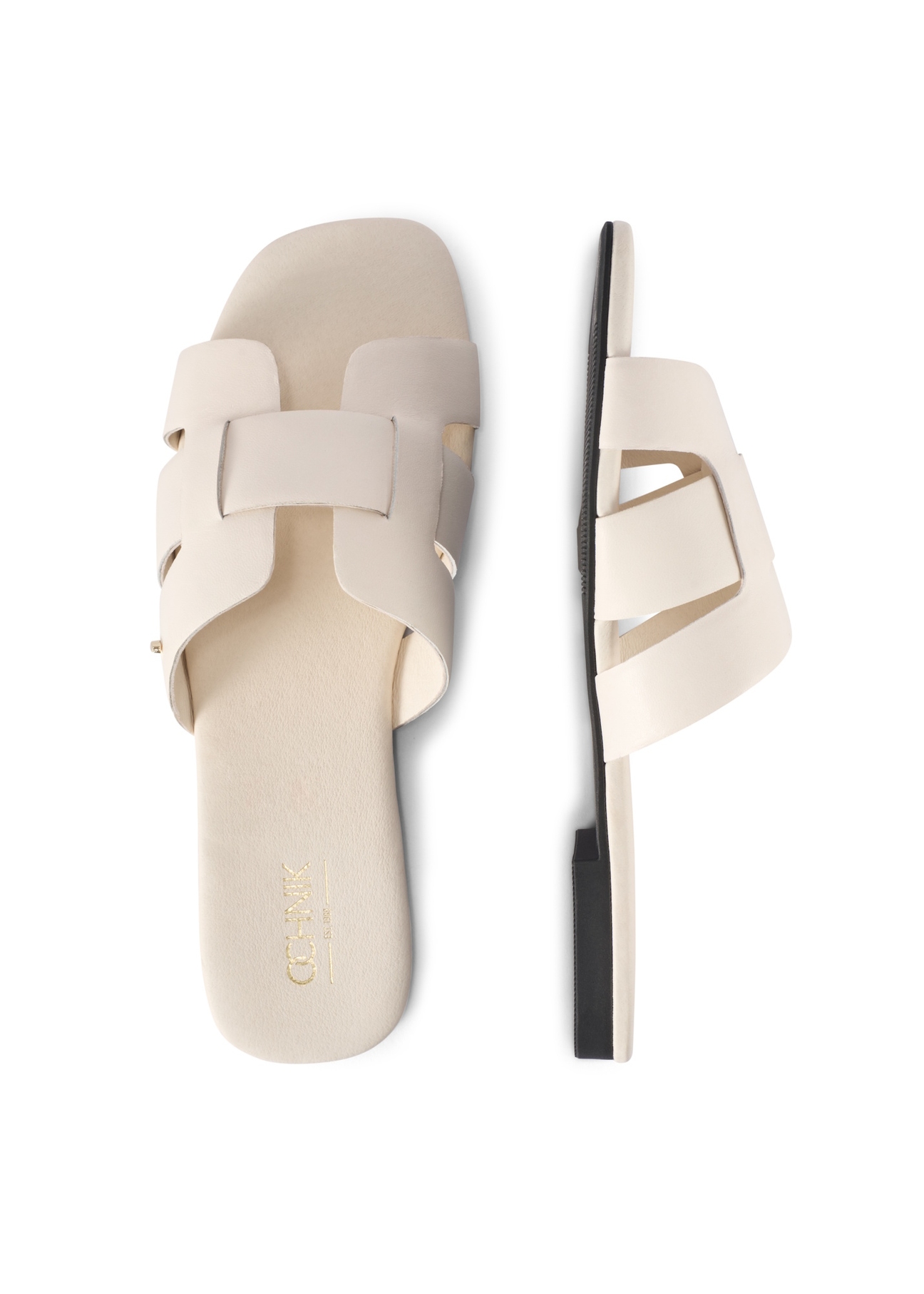 Women's white braided flip-flops BUTYD-0904D-0B(W26), product view from above on a white background.