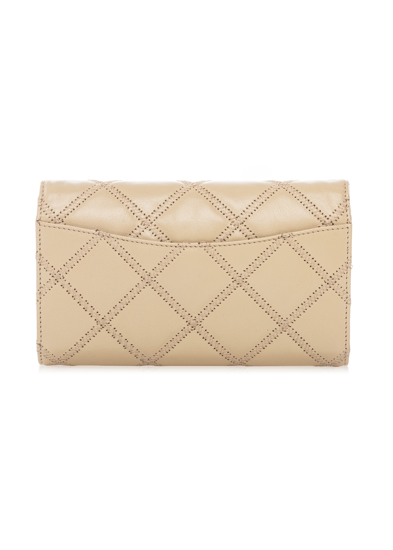 Small beige leather women's handbag TORES-1043-1B(W26) - product view from the back, on a white background.