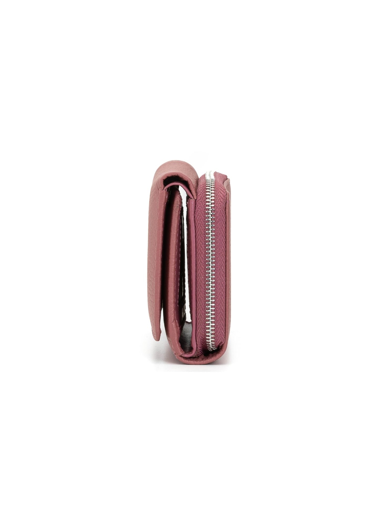 Pink leather medium women's wallet PORES-0801-5B(Z26), side product view on white background.