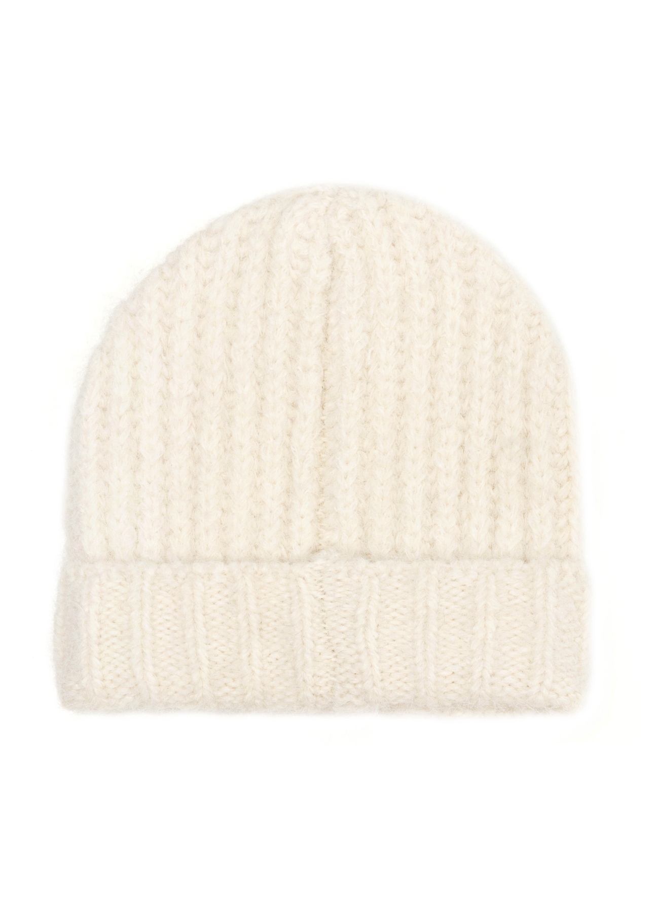 Cream-colored women's hat with wool CZADT-0205-0B(Z26), rear view of the product on a white background.
