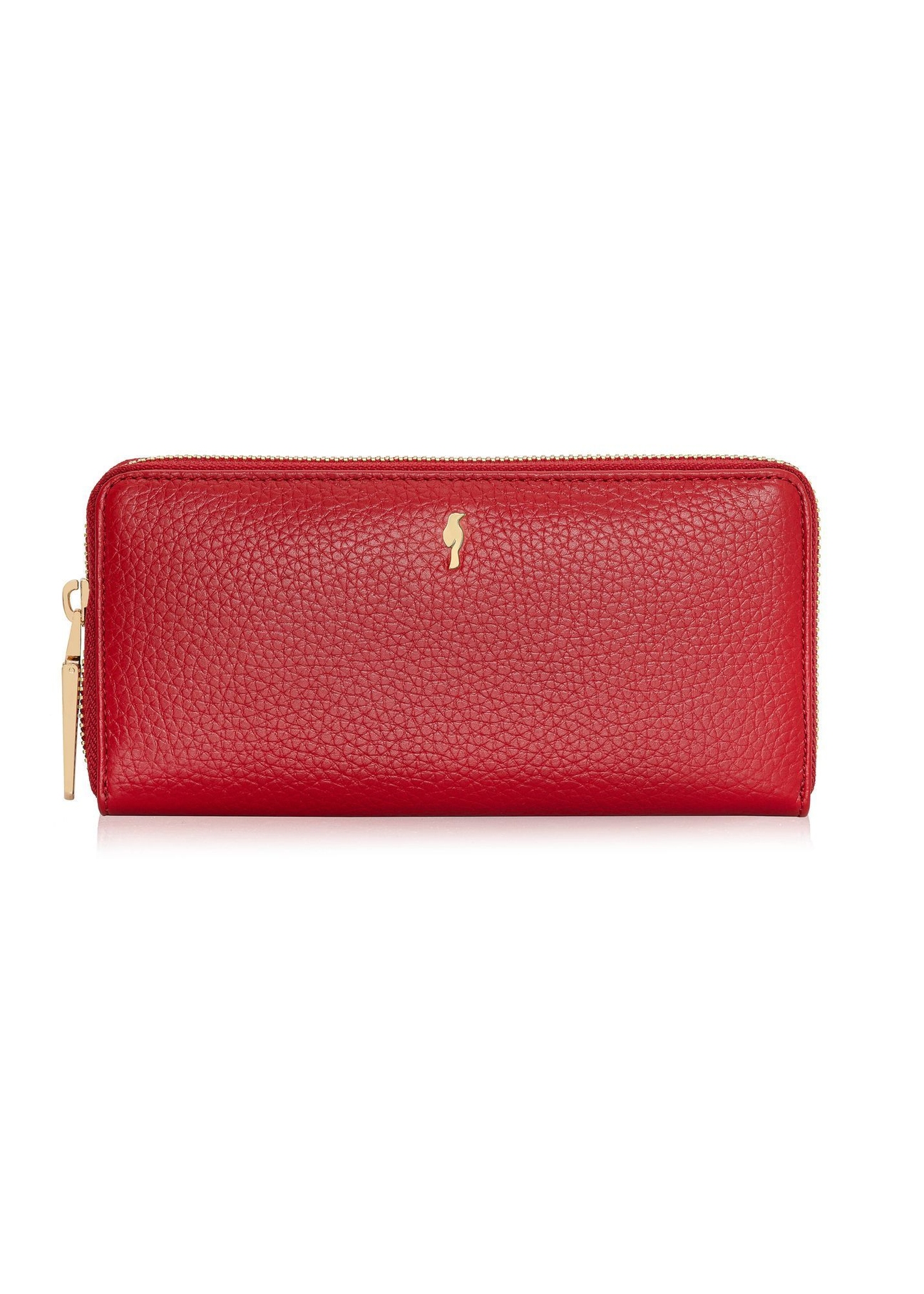 Red leather women's wallet PORES-0800R-4B(W26) - front product view on white background.