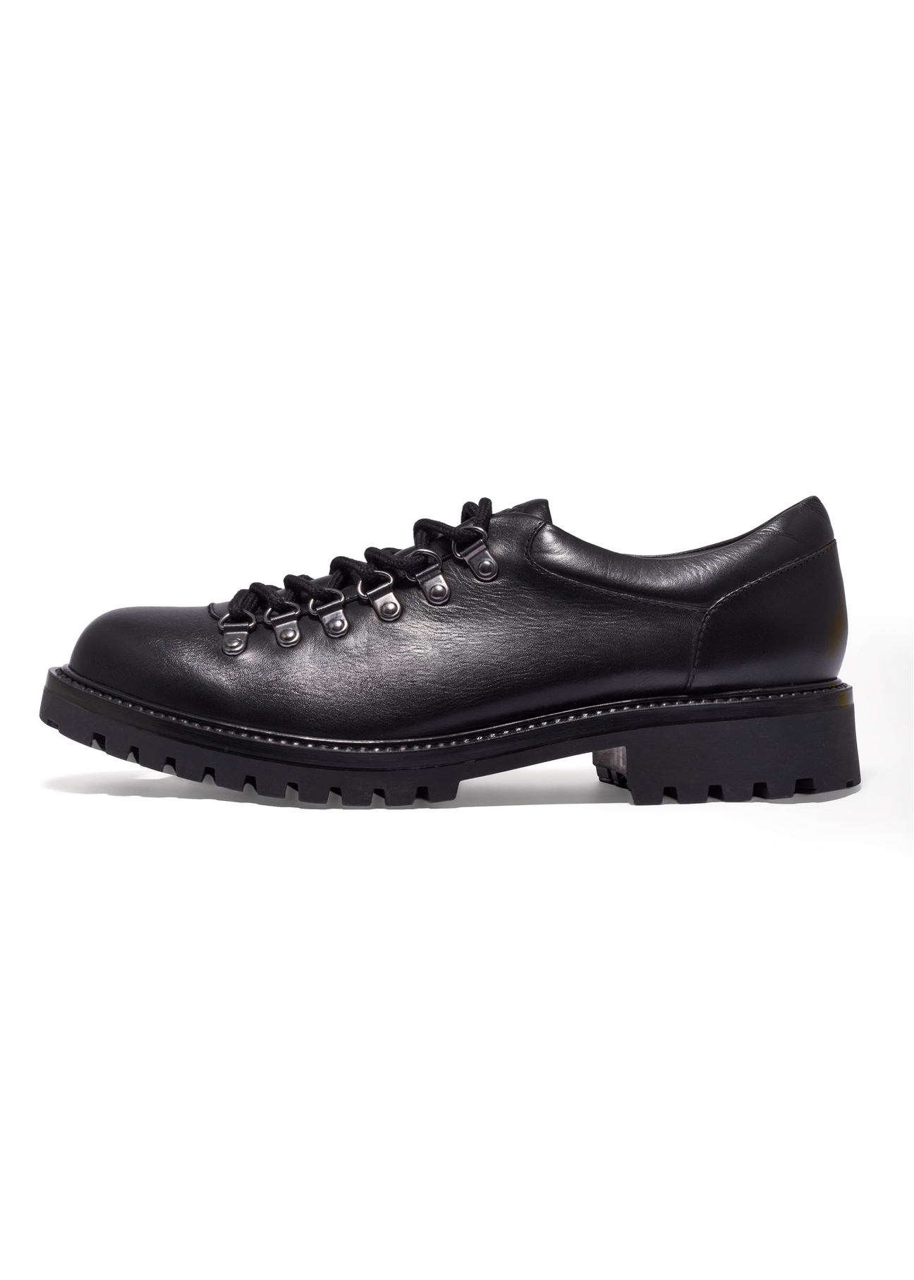 Men's black leather shoes BUTYM-0547-99(Z26), side view of the product on a white background.