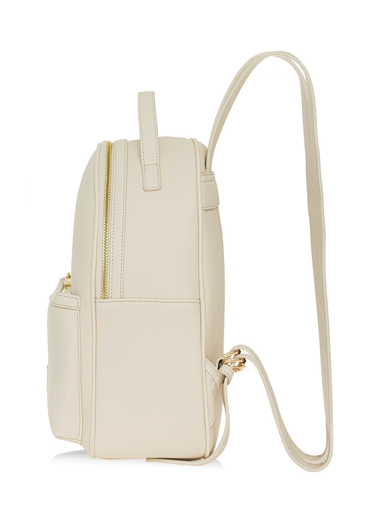 Cream women's medium backpack TOREC-0920-0B(W26) - side product view, on white background.