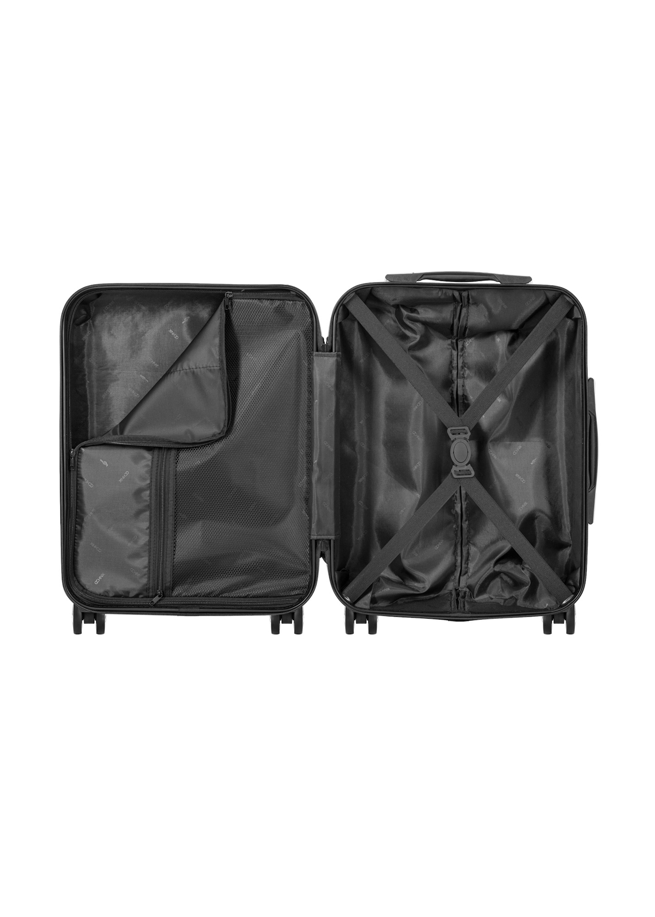 Cabin suitcase on wheels WALAB-0053-0X-19(W26), product view inside on white background.
