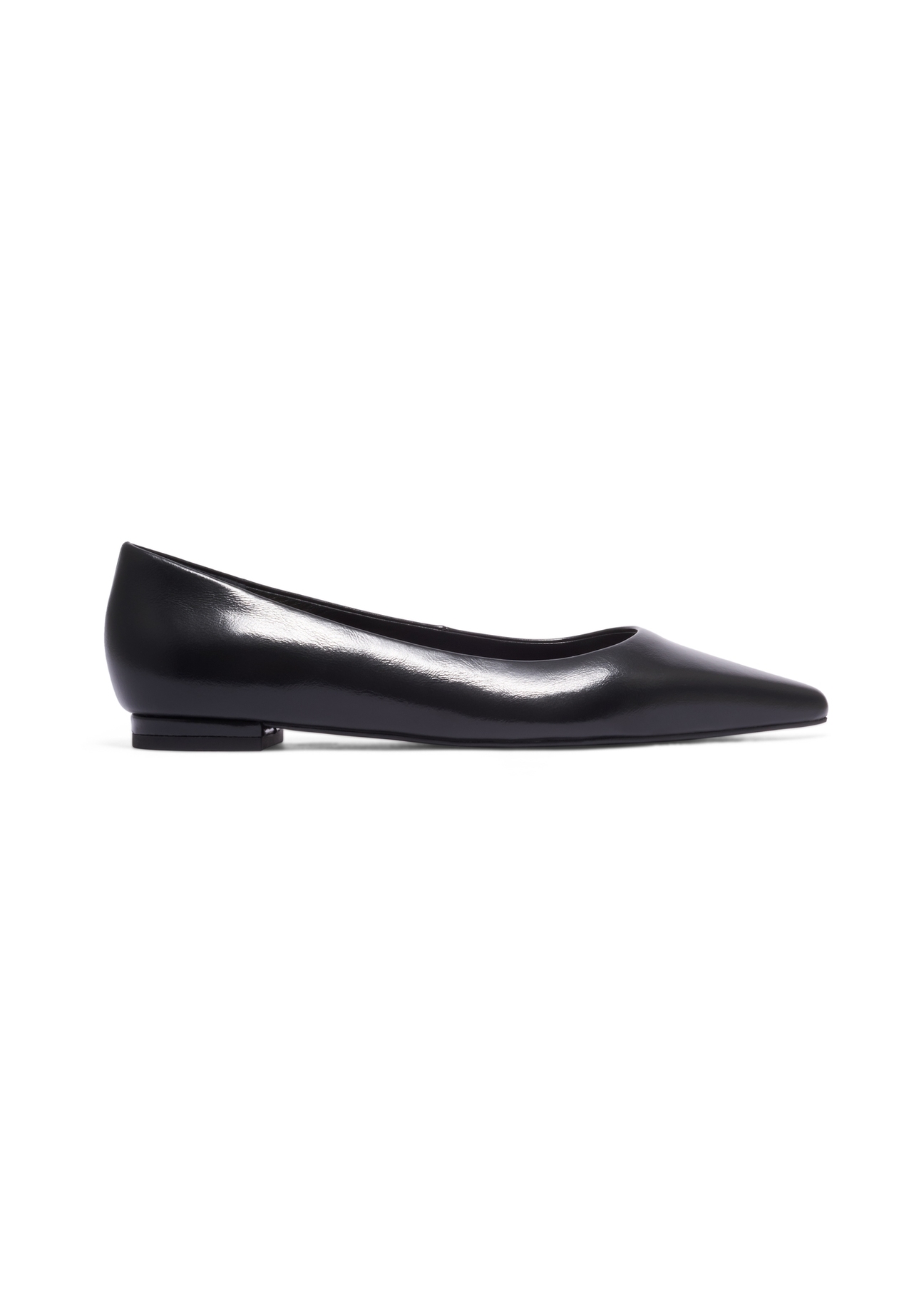 Women's black leather ballet flats BUTYD-1308-99(Z26). Side view on a white background.