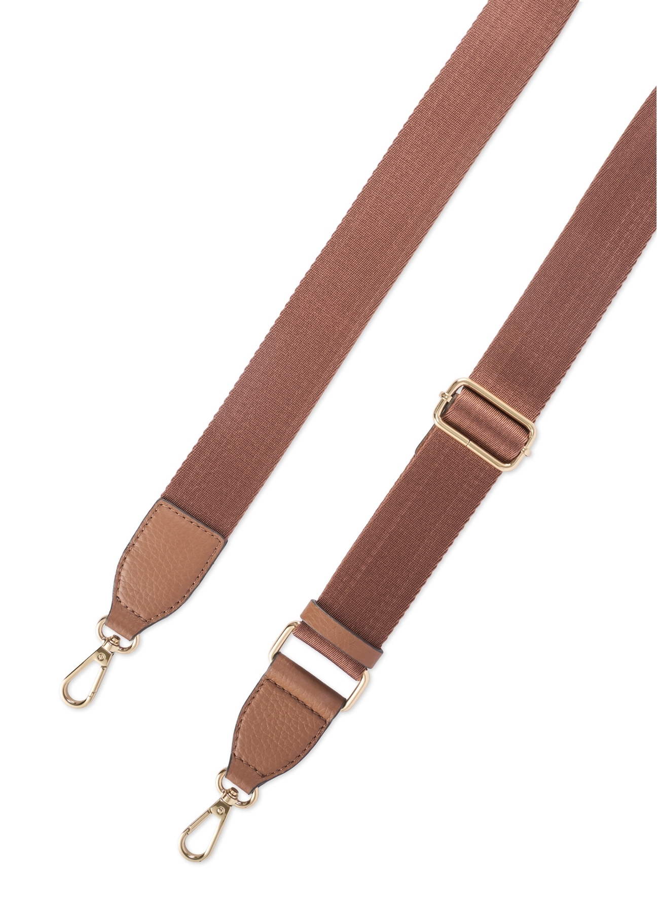 Women's leather handbag in camel color TORES-1206-1D(W26), view of the product strap on a white background.