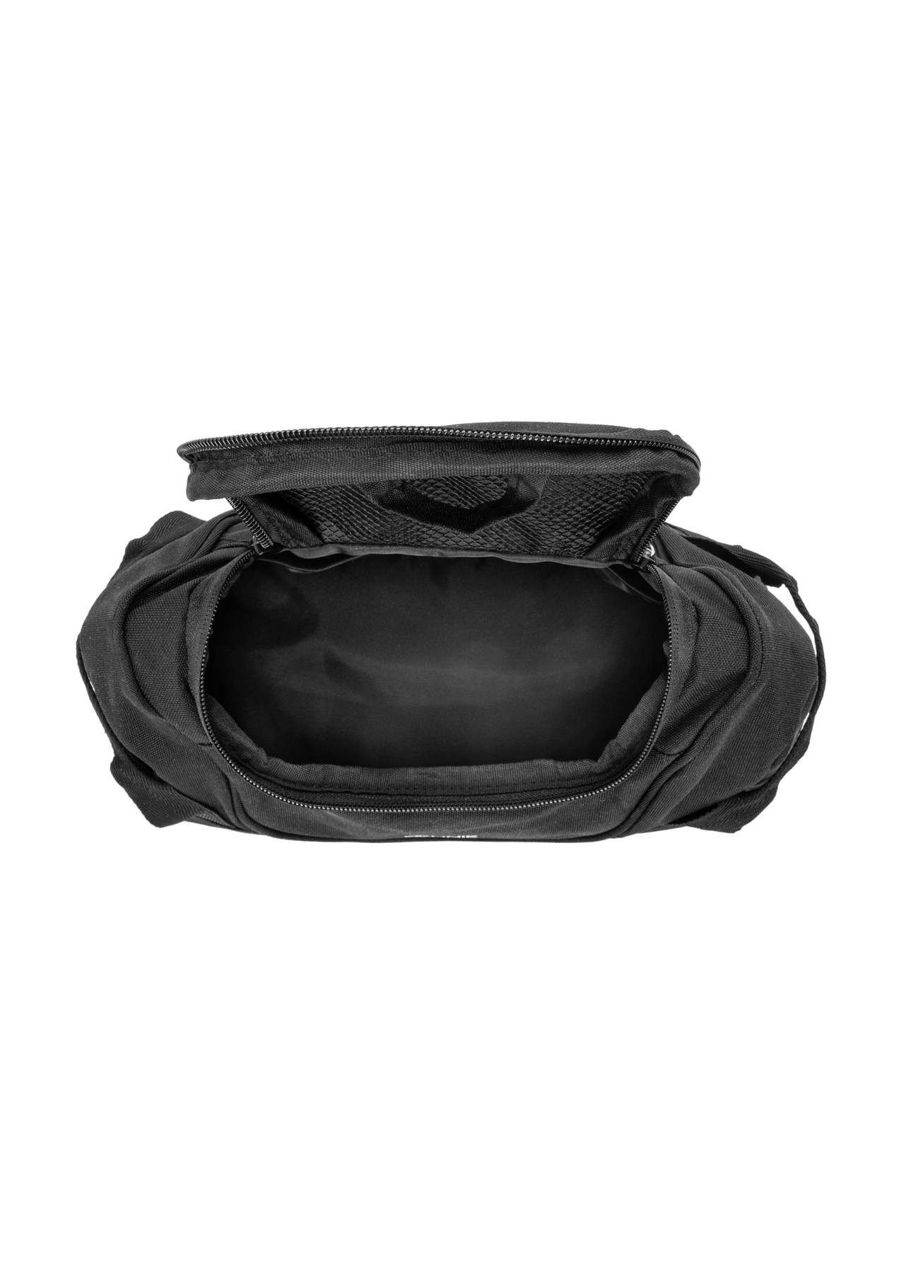 Black cosmetic bag AW-018-0003-99(W26), product view inside on white background.