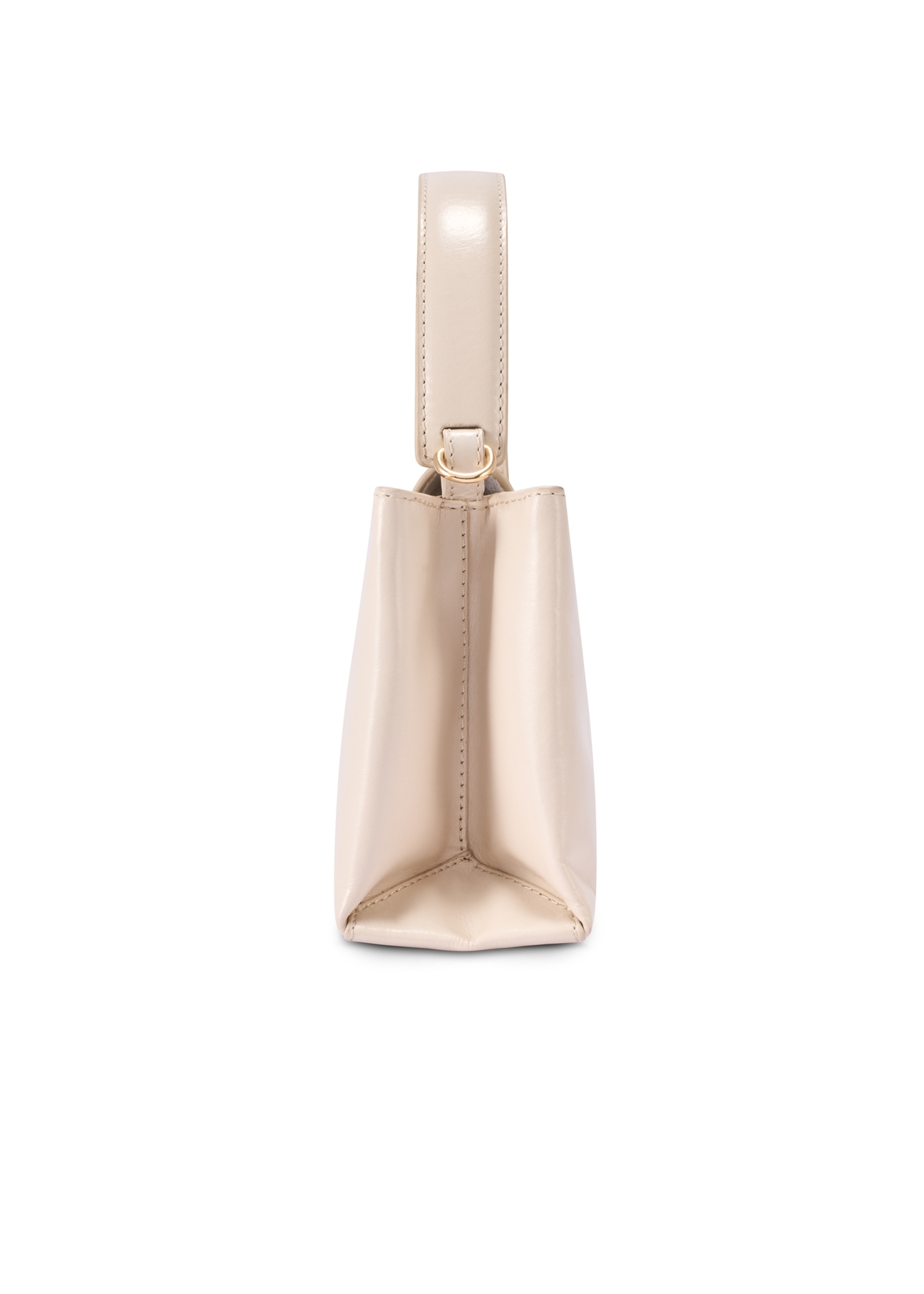 Cream leather trunk bag TORES-1270-0B(W26) - side view of the product, on a white background.