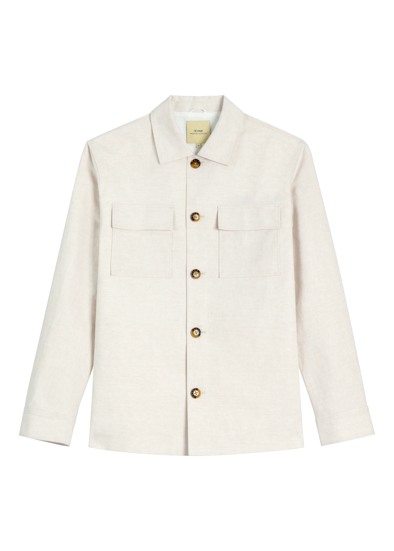 Light beige men's linen jacket KURMT-0420-1A(W26)