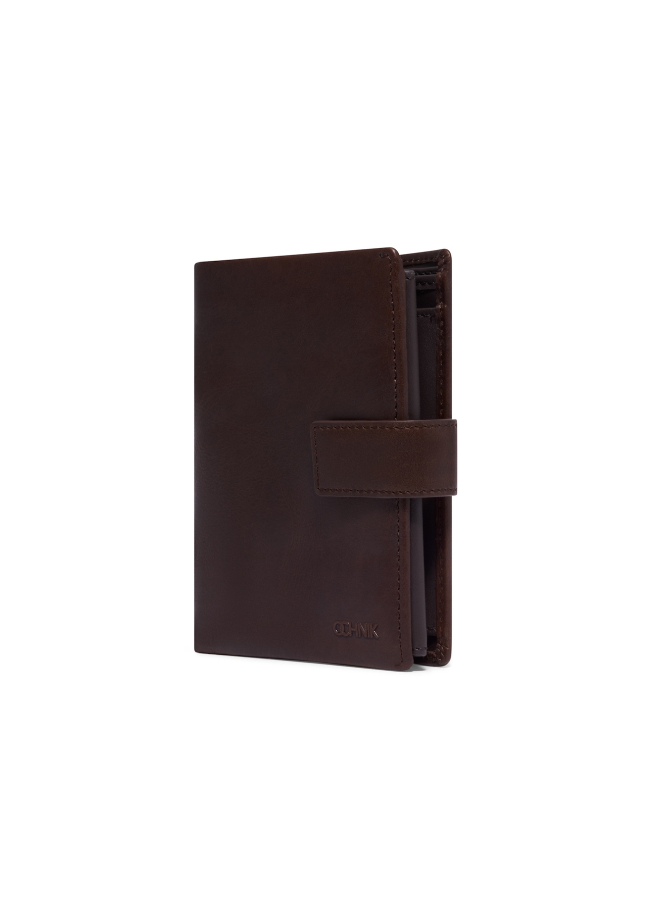 Brown leather men's wallet PORMS-0735-1I(Z26), diagonal product view on white background.