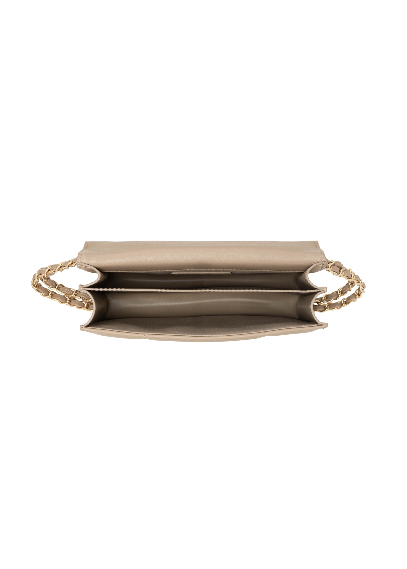 Small women's handbag in camel color TOREC-1186-1D(W26) - product view from above, on a white background.