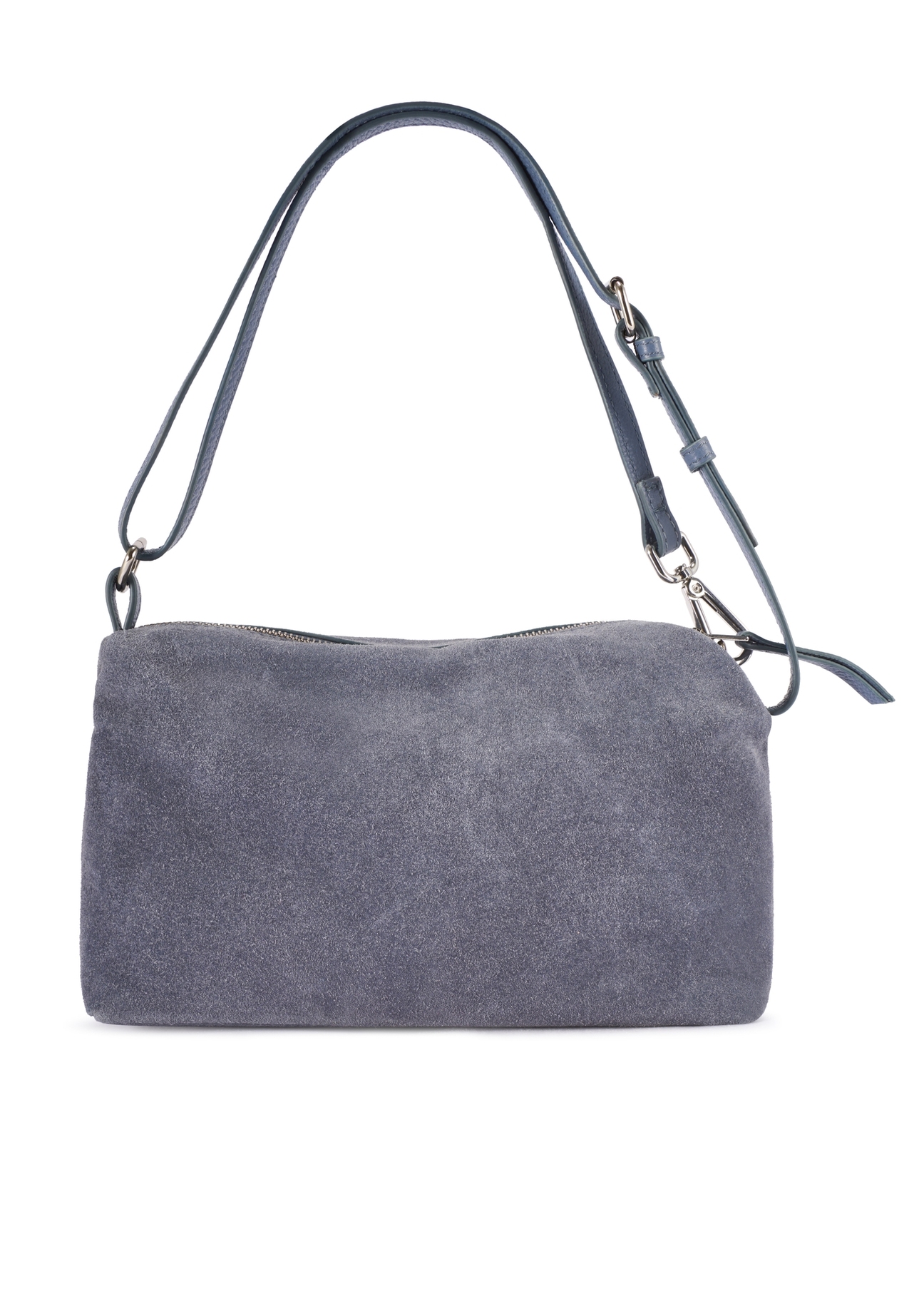 Navy blue suede women's handbag TORES-1249-7C(W26) - front product view, on white background.