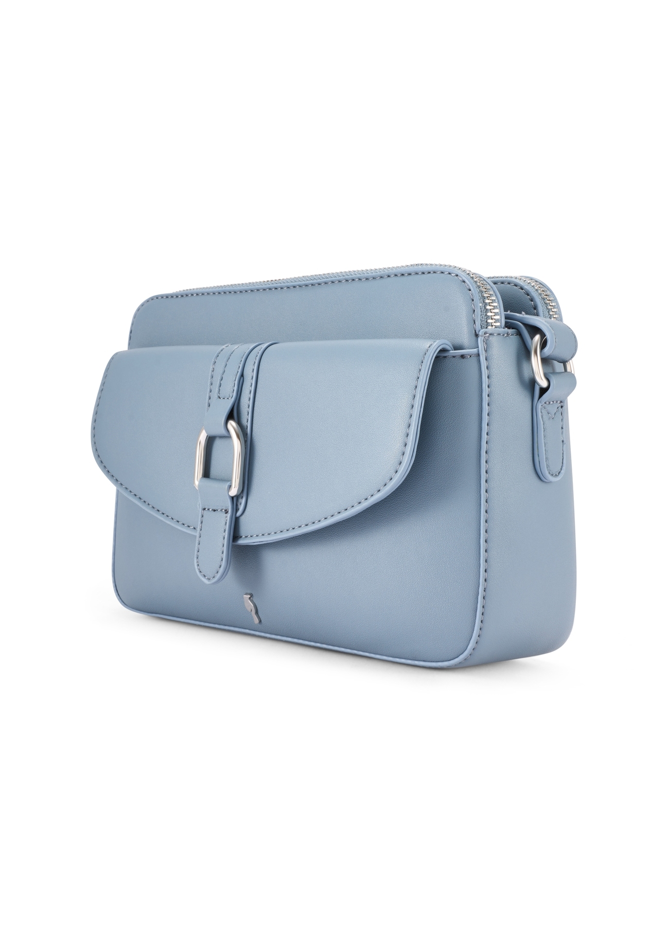 Blue small women's handbag TOREC-1175-7C(W26) - diagonal product view, on a white background.