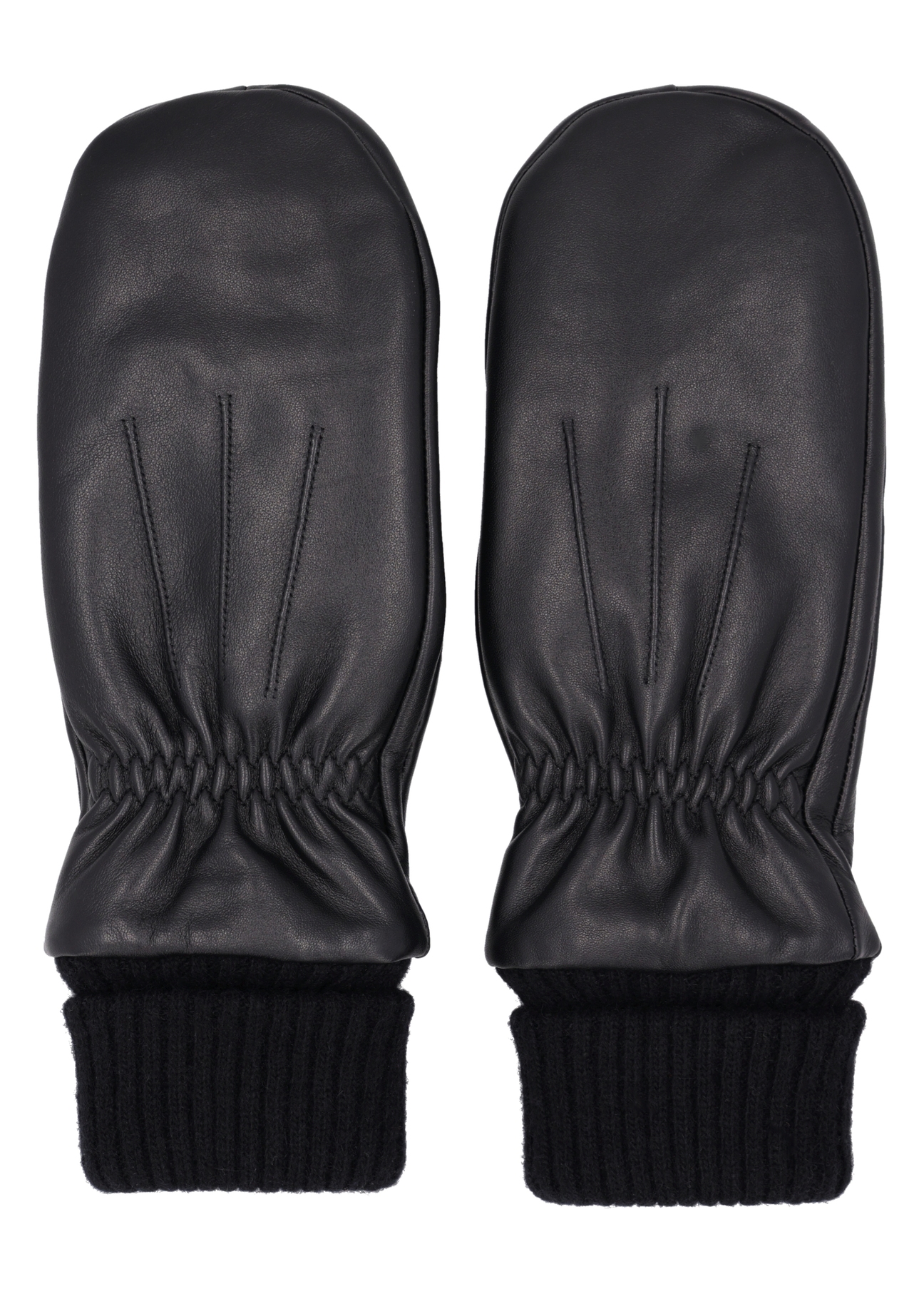 Black women's leather gloves REKDS-0105-99(Z26), front product view on white background.