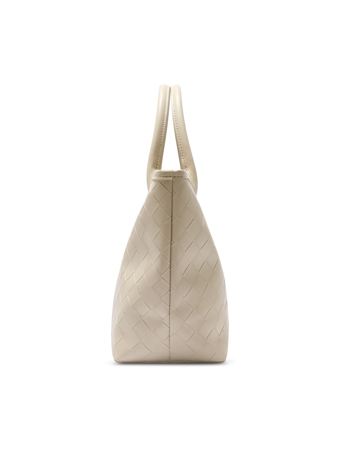Cream women's handbag with braid TOREC-1212-0B(W26) - side view of the product, on a white background.