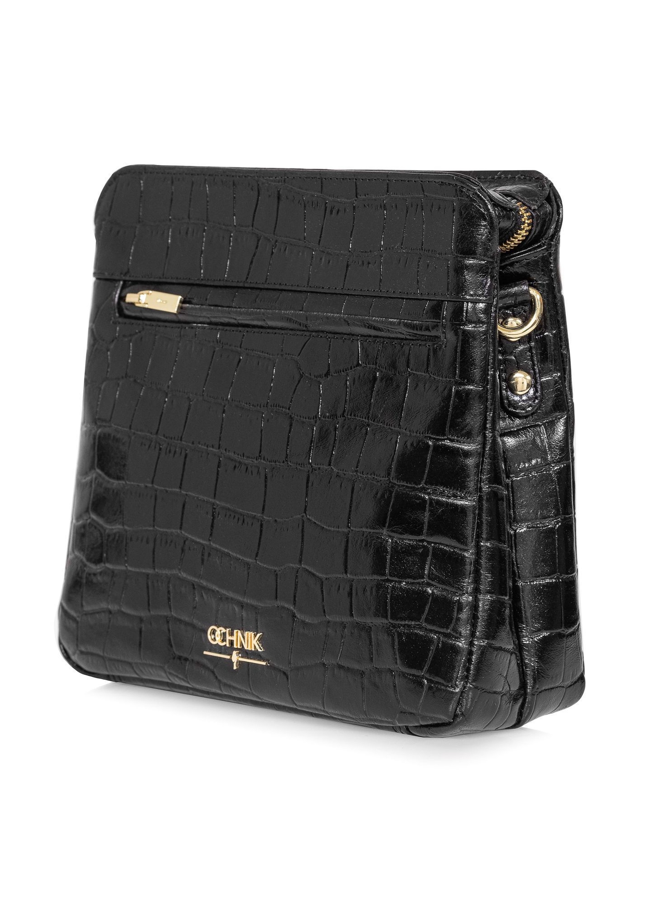 Black leather women's croco handbag TORES-0973-97(W24)-02