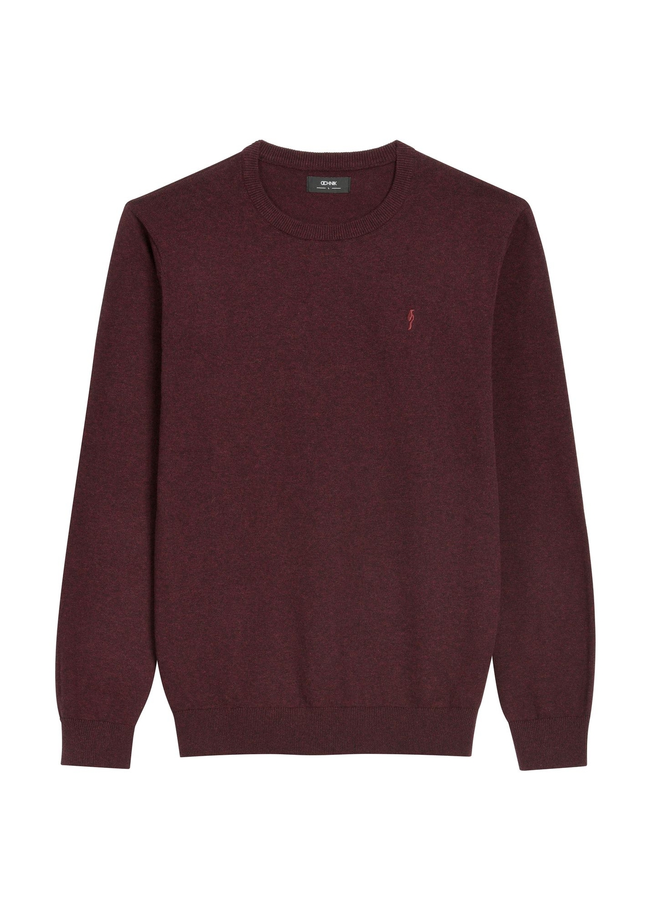 Burgundy men's cotton sweater SWEMT-0114A-4D(Z26) - front product view, on white background.