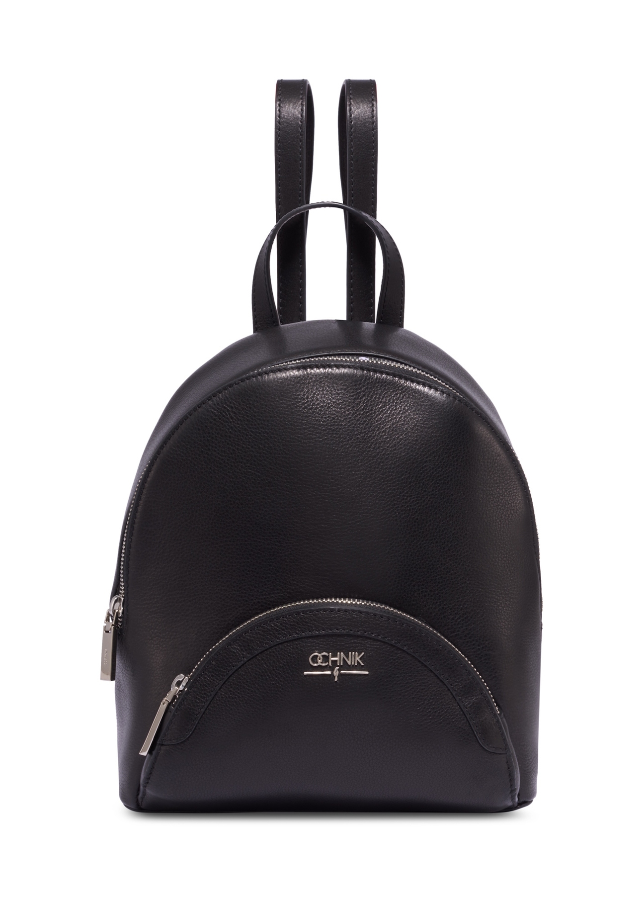 Black leather women's backpack TORES-1378-99(Z26), front product view on white background.