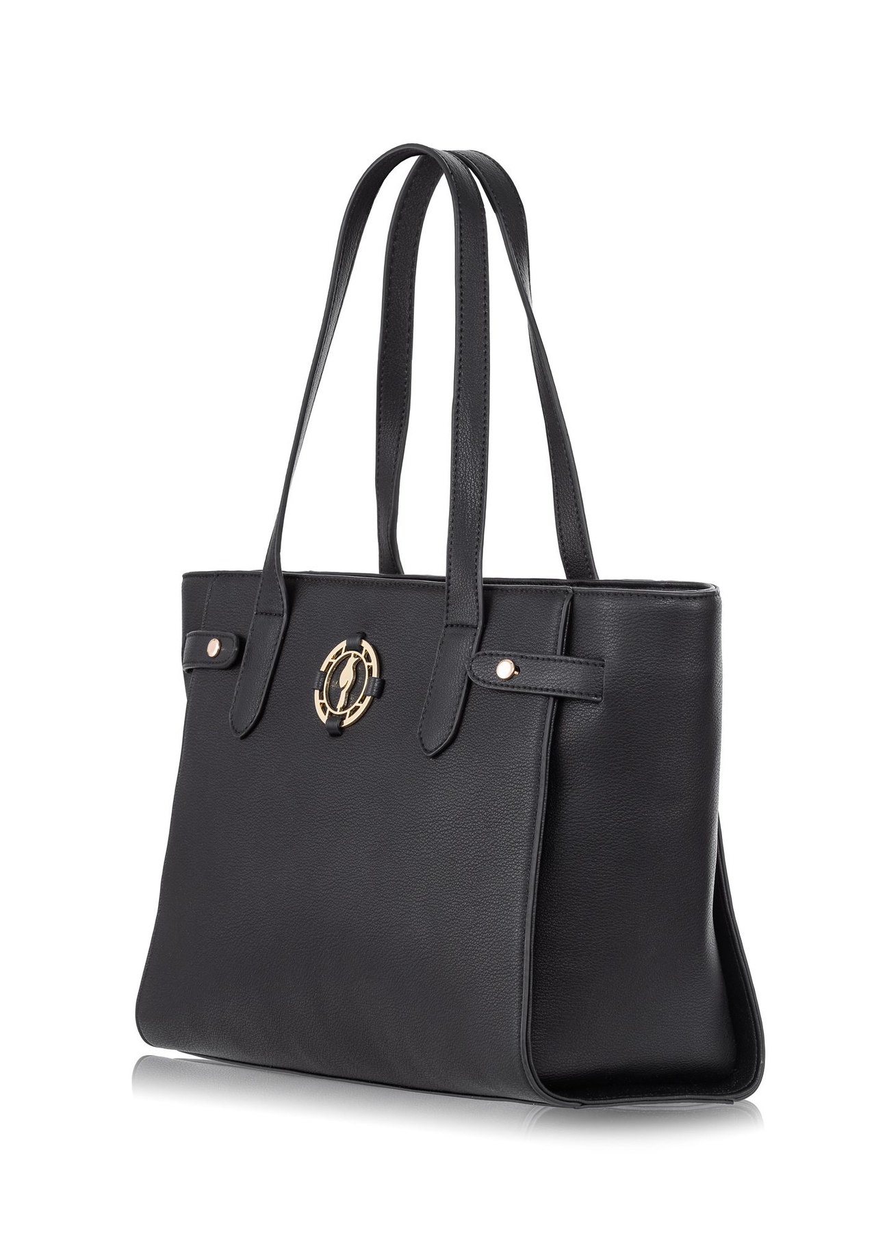 Black women's handbag with logo TOREC-0776-99(W23)-02