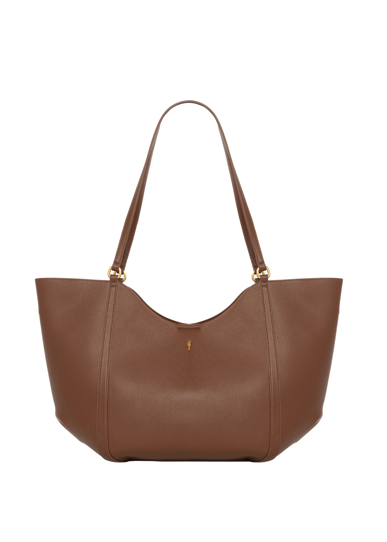 Light brown women's shopper bag TOREC-1296-3D(Z26), product view from the front on a white background.