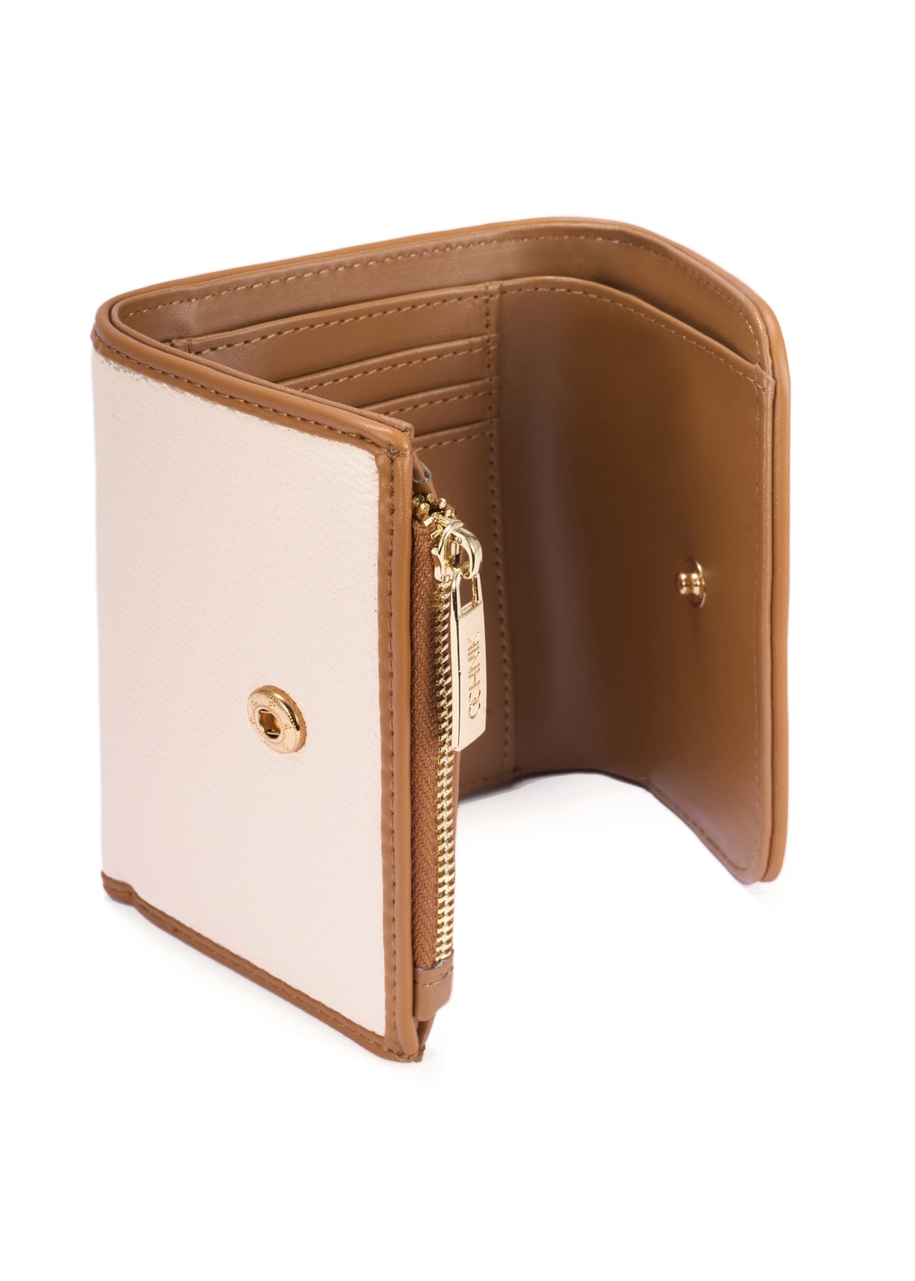 Cream small women's wallet POREC-0409-12(W25), view of the inside of the product on a white background.