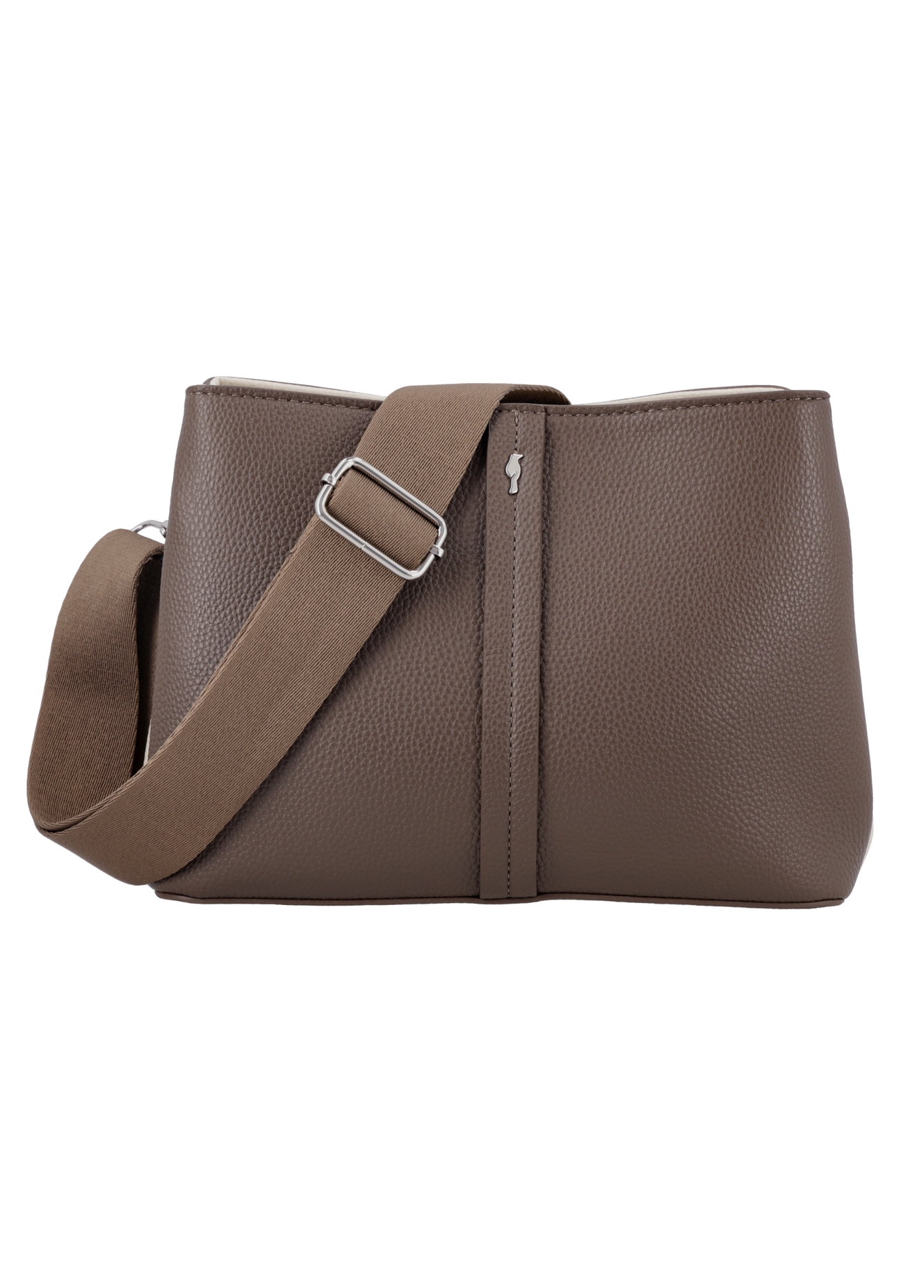 Women's handbag made of imitation leather in cool beige color TOREC-1261-1K(Z26), product view from the front on a white background.