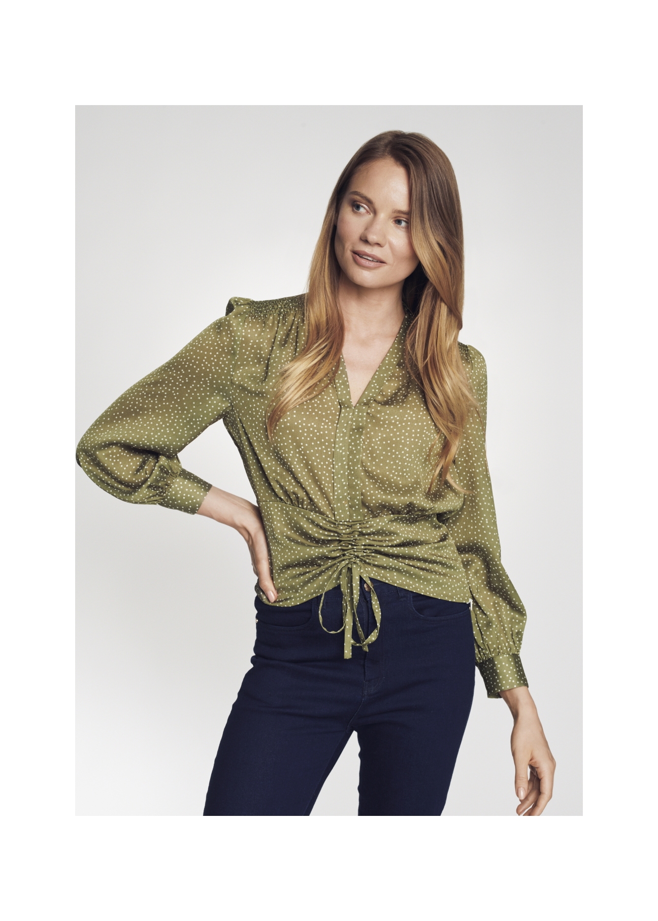 Women's blouse with welt BLUDT-0133-55(Z21)-01