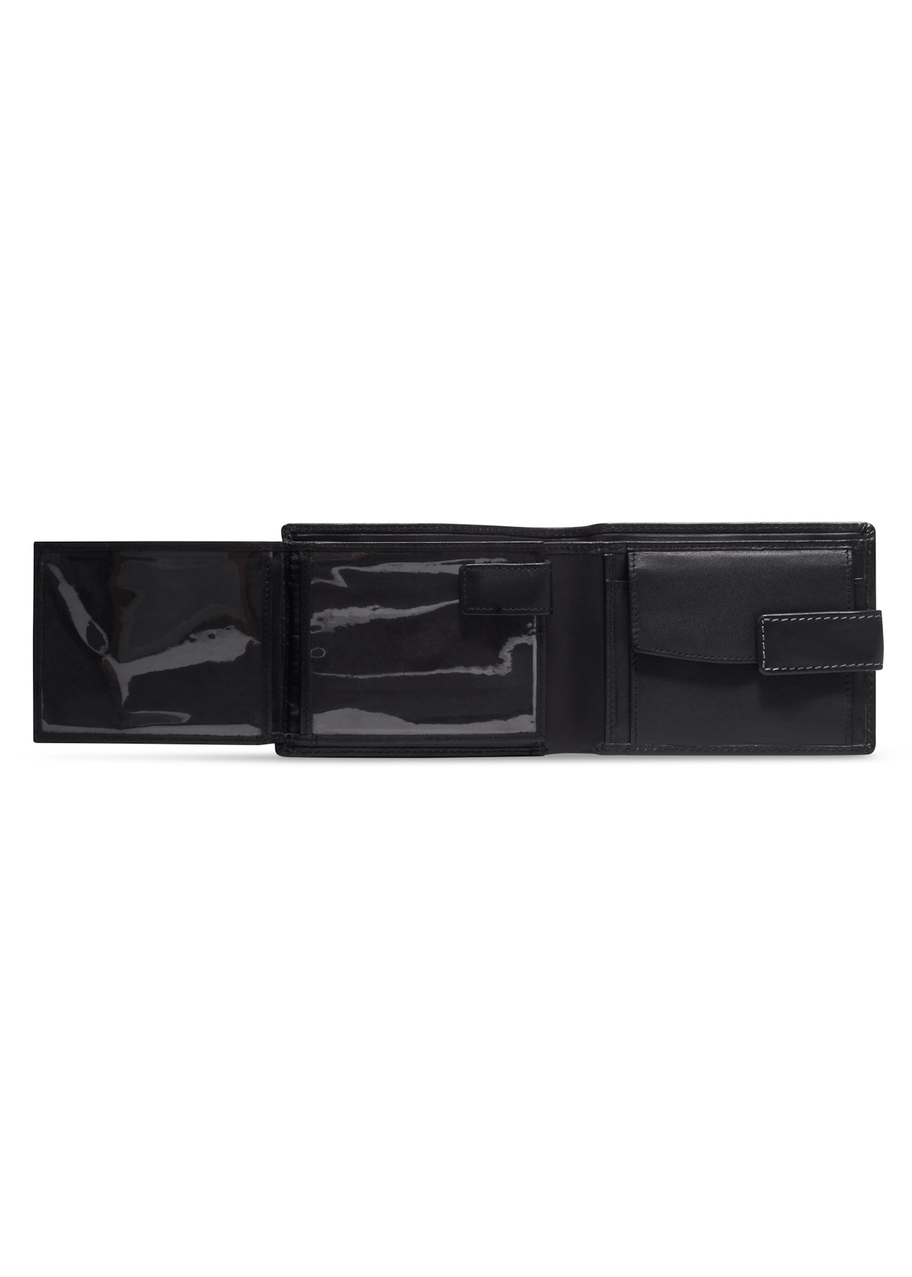 Black men's leather wallet PORMS-0700-99(Z26), product view inside on a light background.