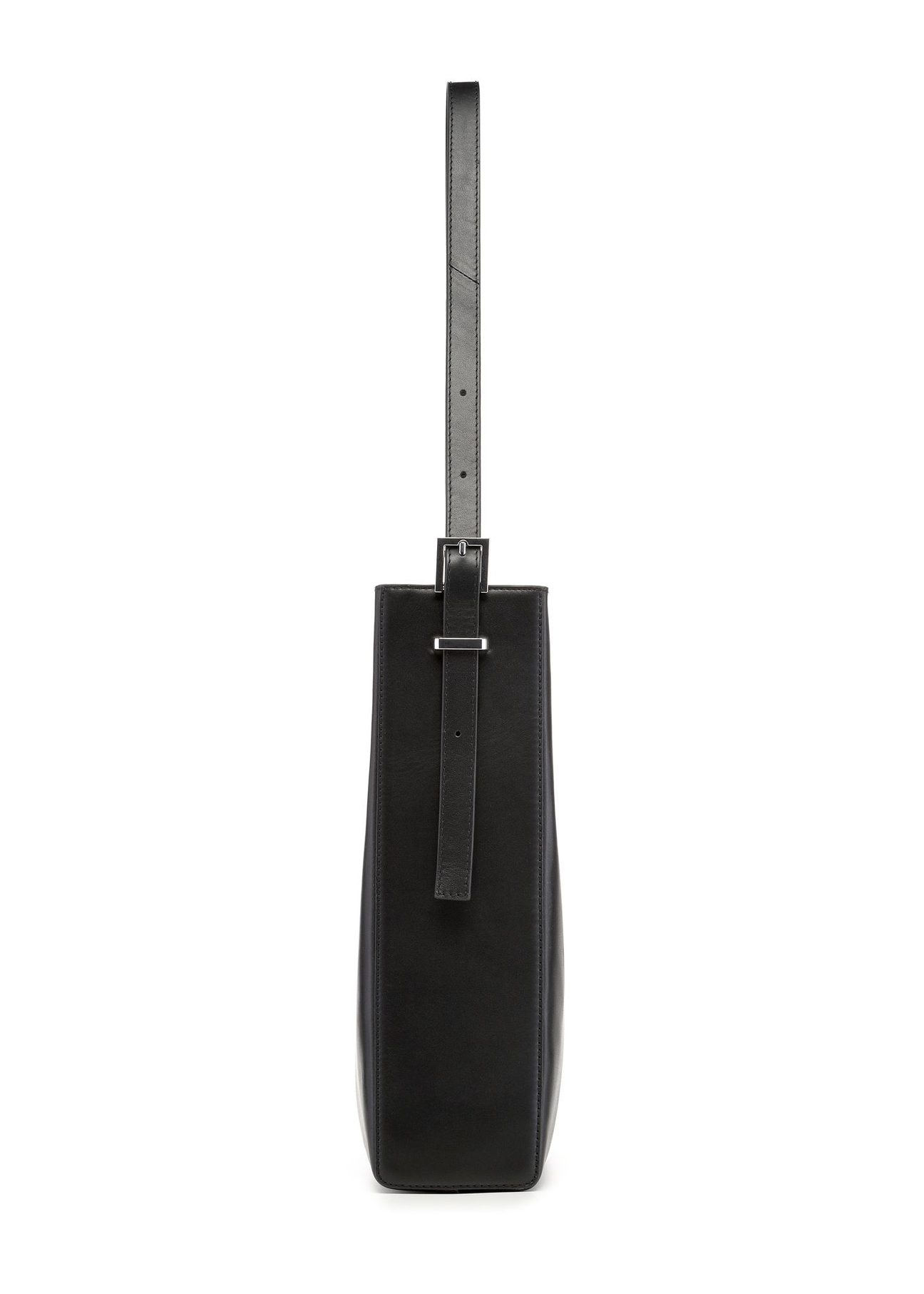 Black leather shopper bag TORES-1436-99(Z26) - side view of the product, on a white background.
