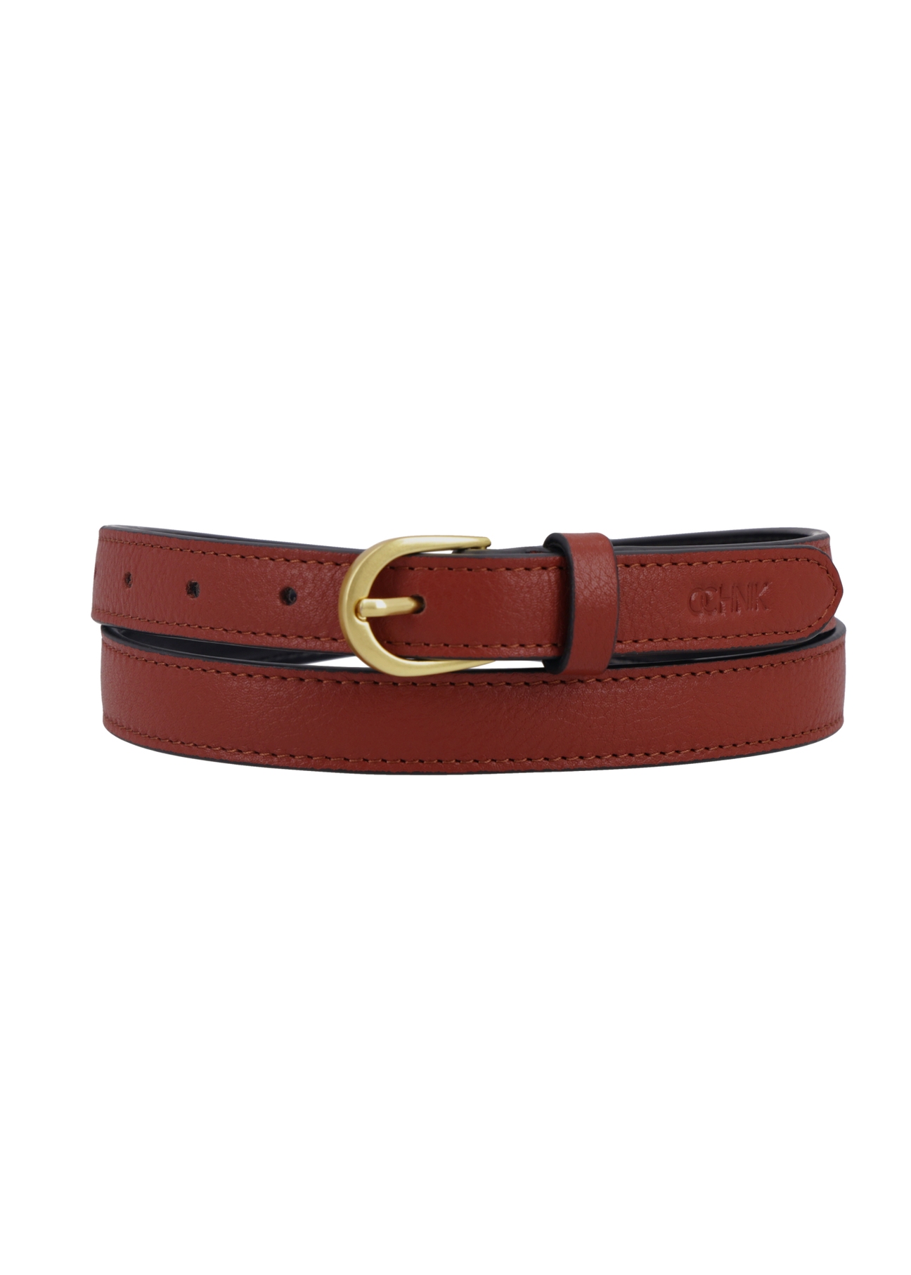 Women's leather belt in red shade PASDS-0344-3D(Z26), front product view on white background.